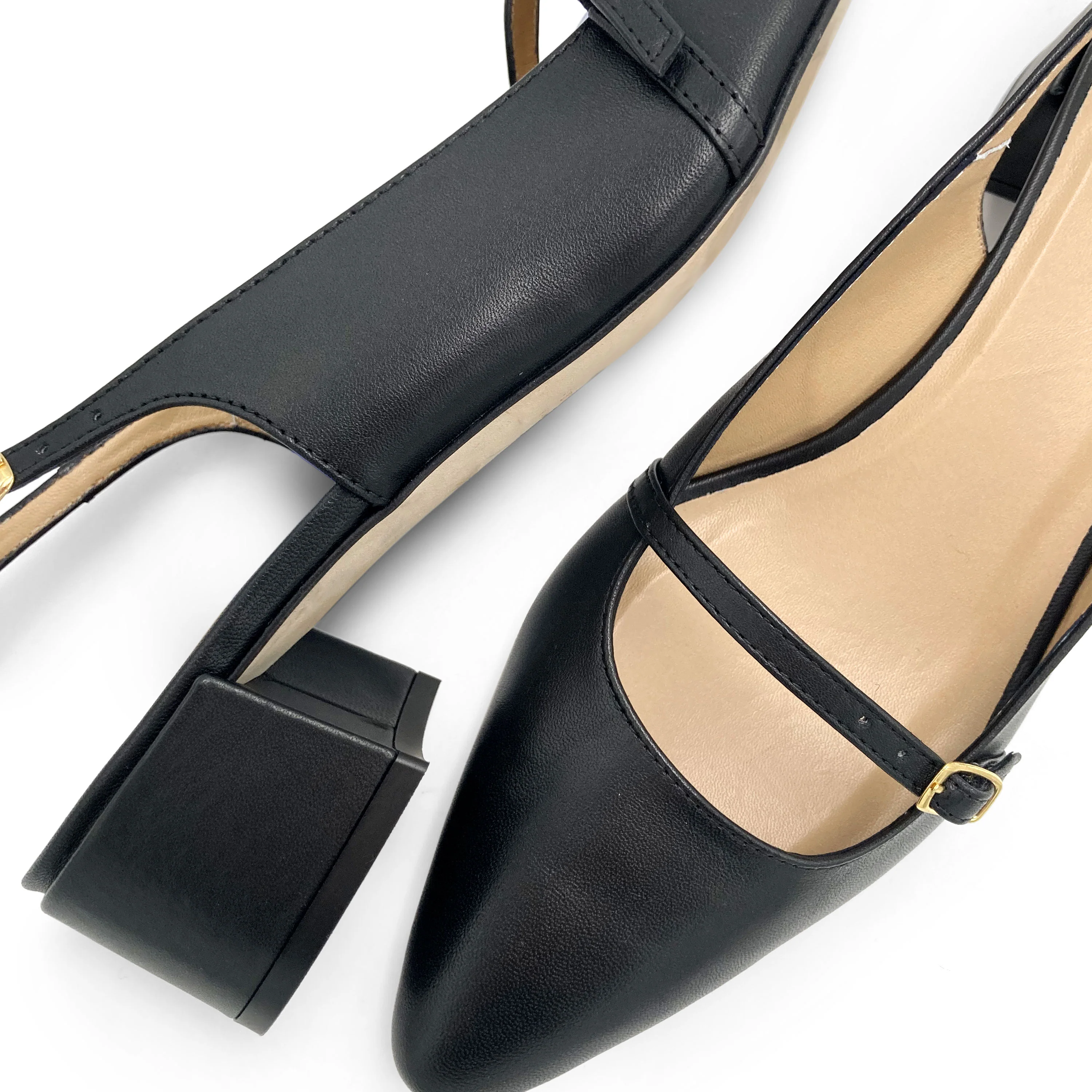 Ballerine Mary Jane slingback nere in pelle con tacco - Image 3