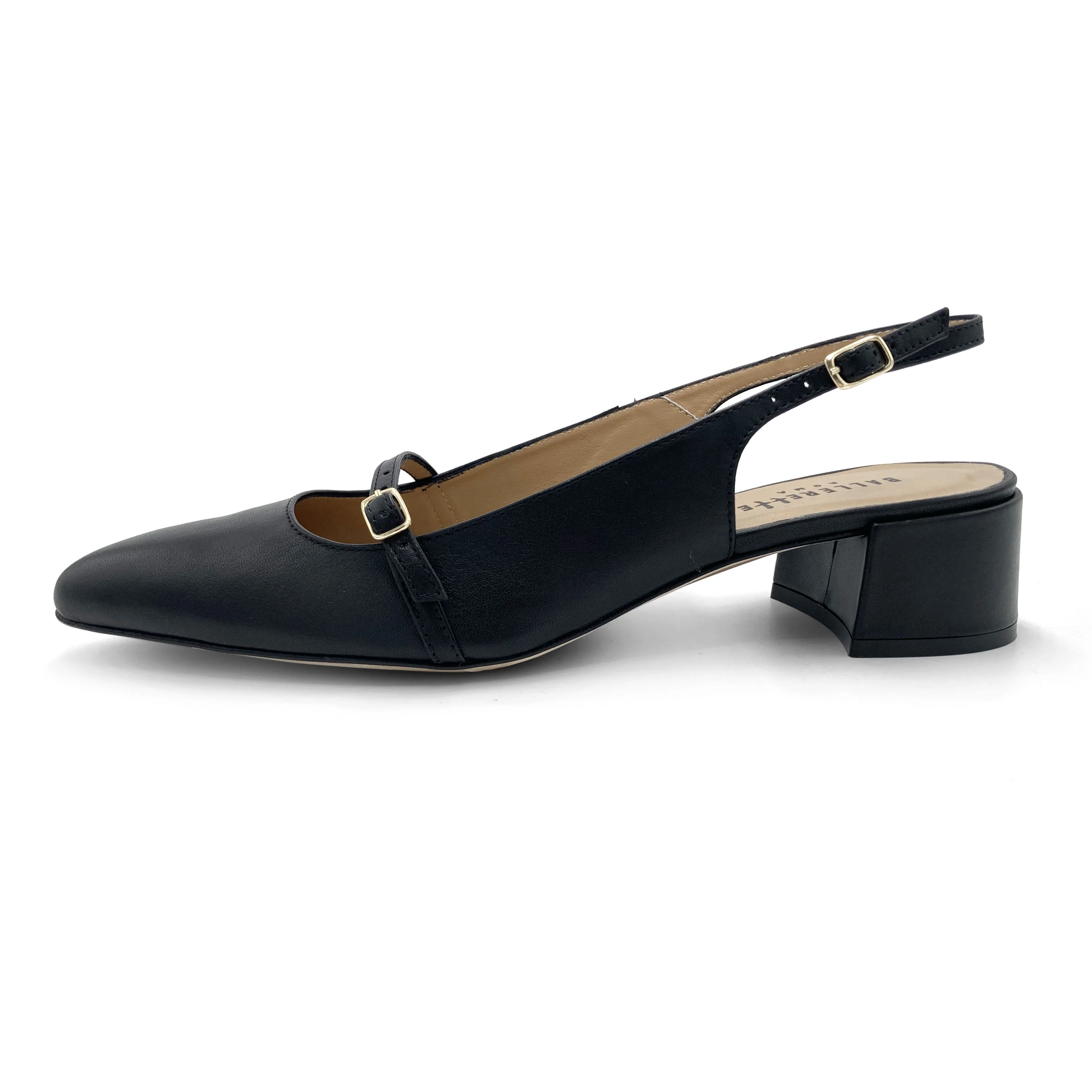 Ballerine Mary Jane slingback nere in pelle con tacco - Image 5