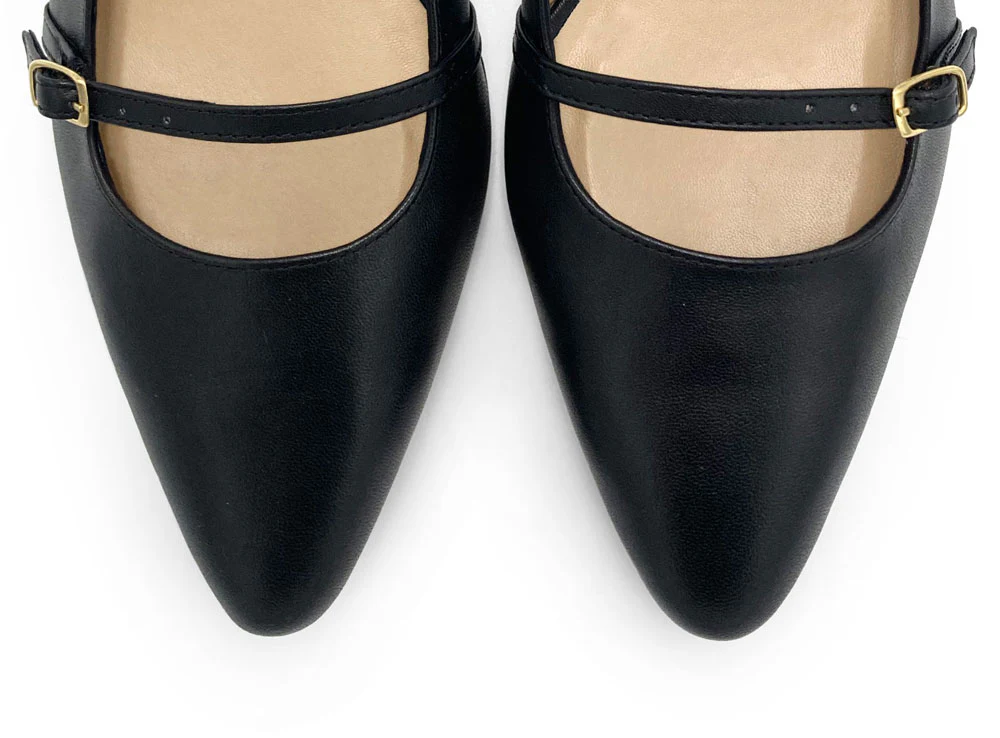 Ballerine Mary Jane slingback nere in pelle con tacco - Image 6