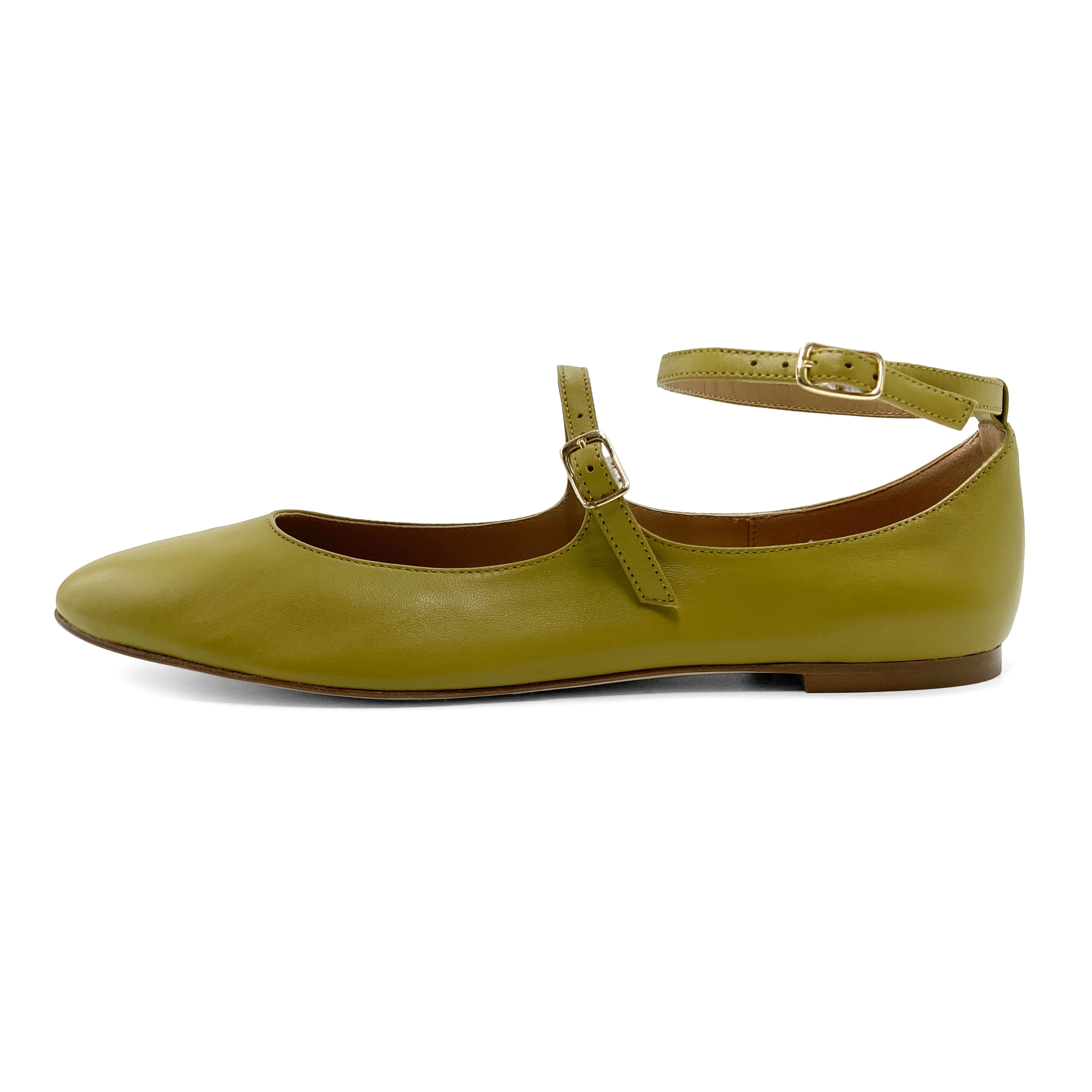 Ballerine Mary Jane verdi oliva con cinturini - Image 3