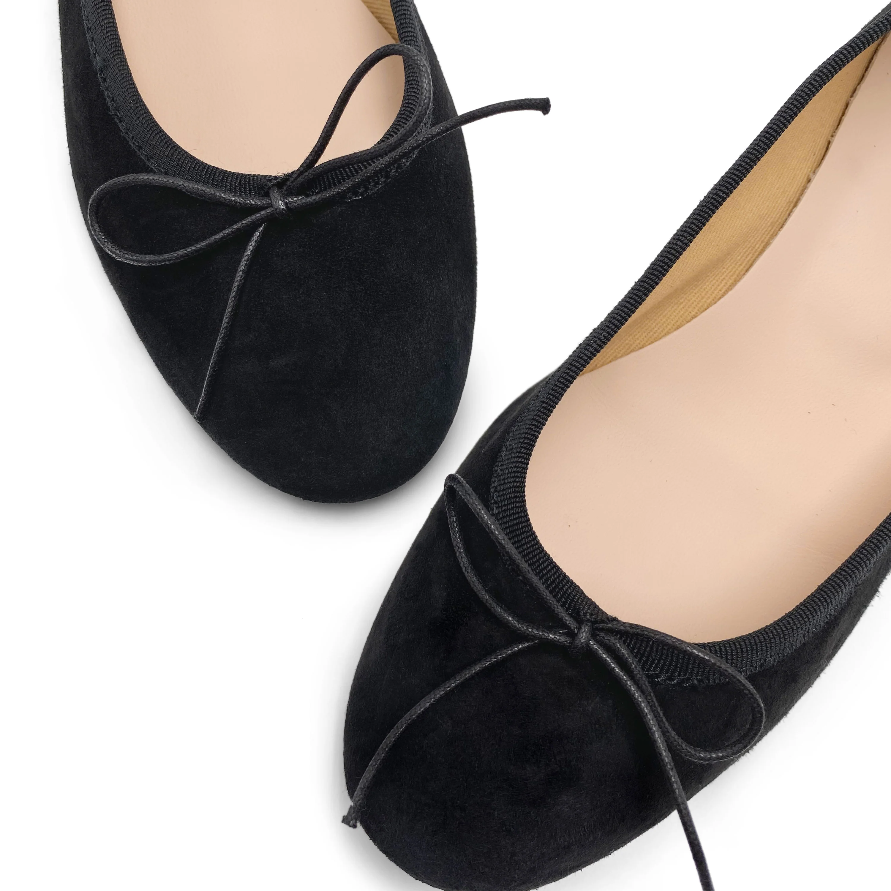 Ballerine nere con tacco in camoscio - Image 3