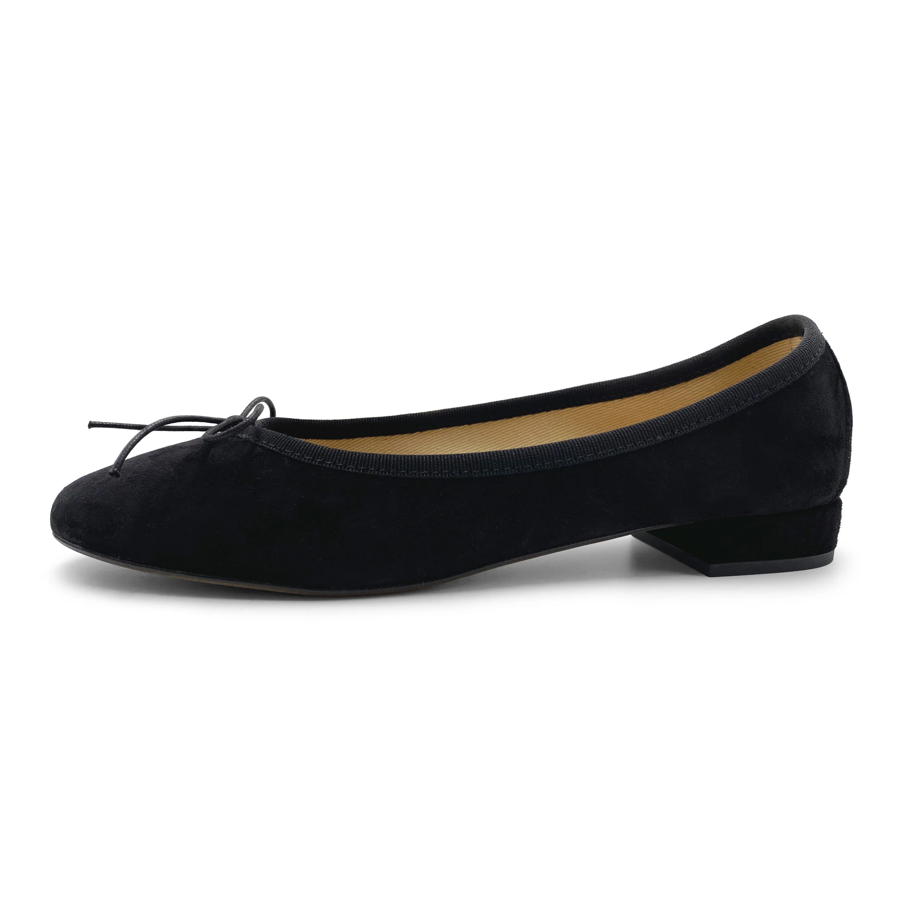 Ballerine nere con tacco in camoscio - Image 4