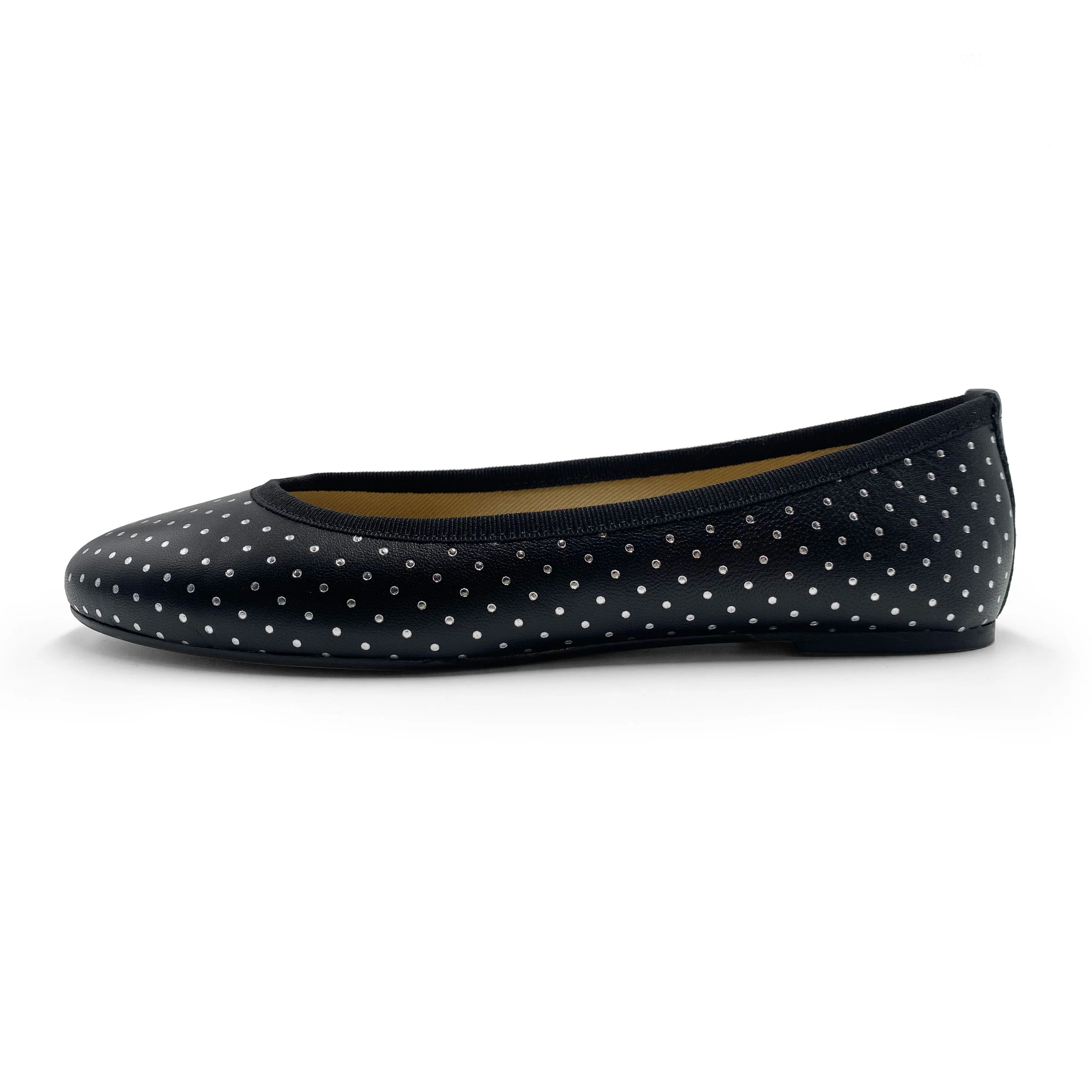 Ballerine nere in pelle con micro pois argento - Image 4