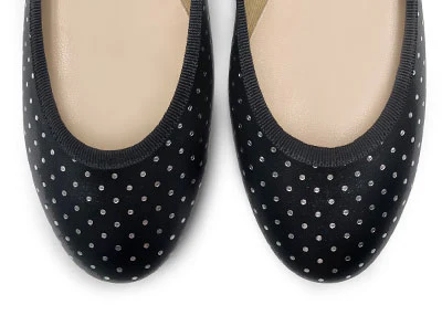 Ballerine nere in pelle con micro pois argento - Image 5