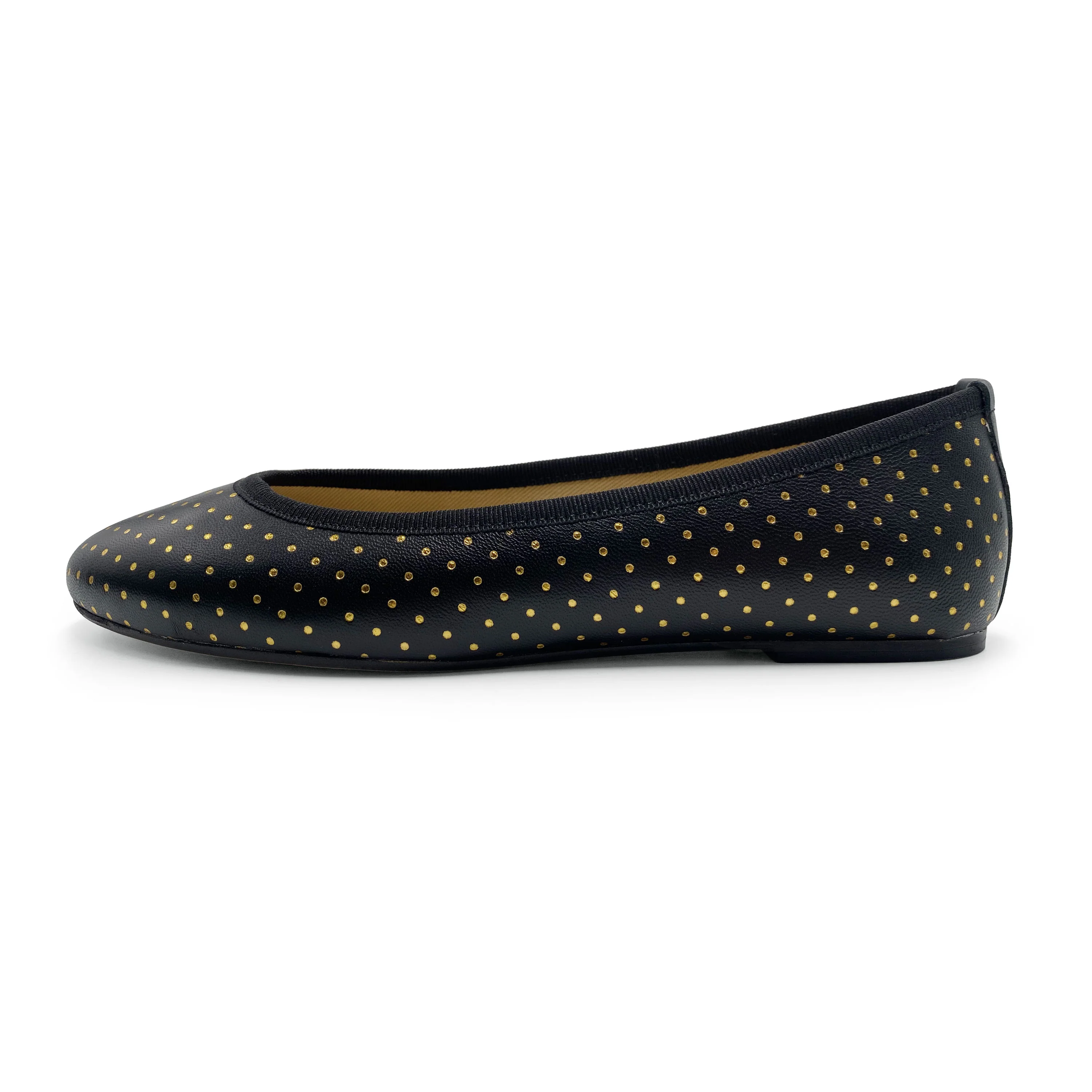 Ballerine nere in pelle con micro pois oro - Image 2