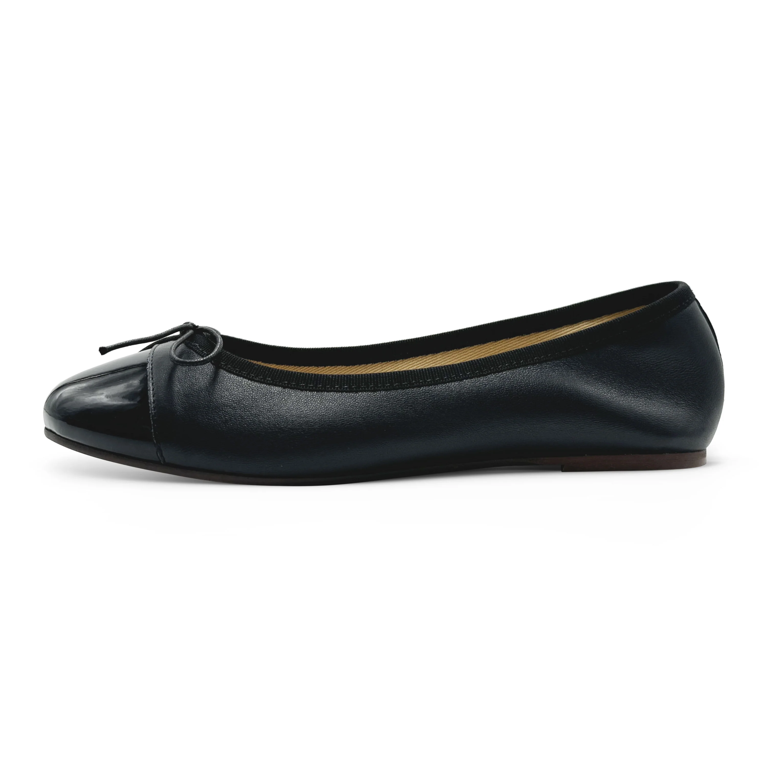 Ballerine nere pelle con punta in vernice nera - Image 3