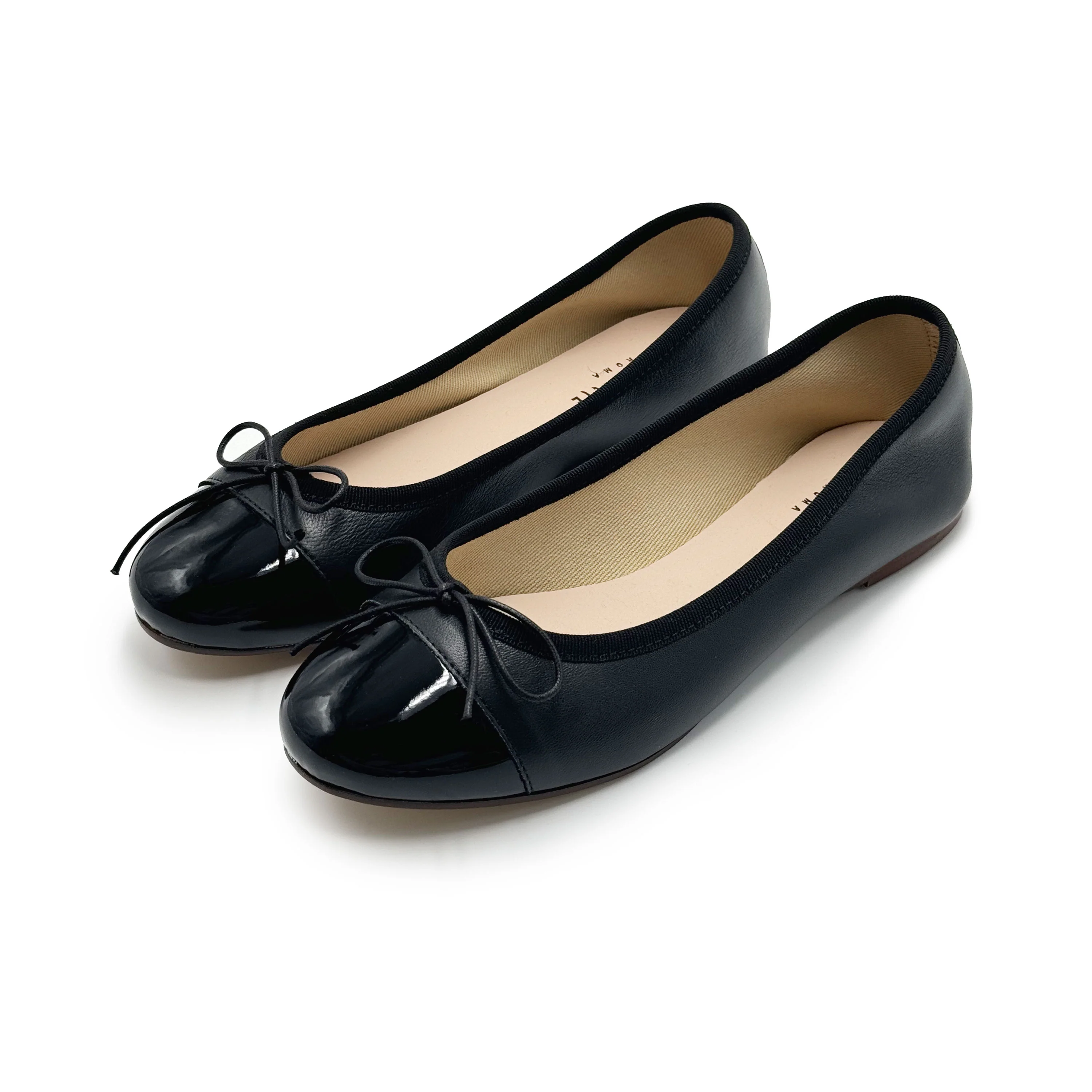 Ballerine nere pelle con punta in vernice nera - Image 4