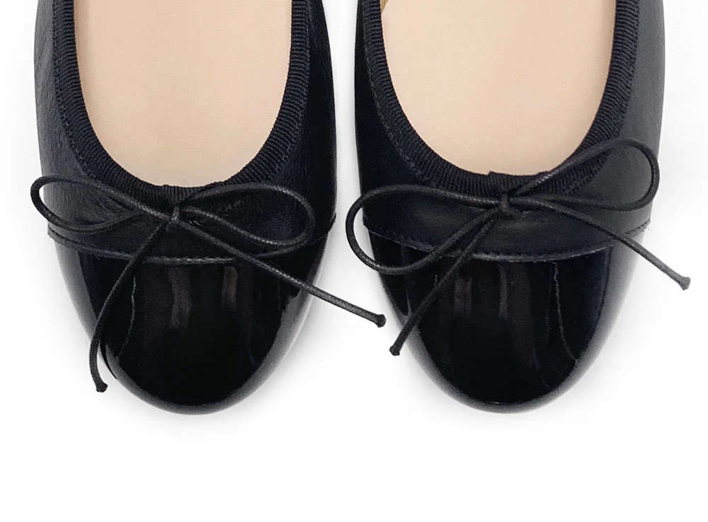 Ballerine nere pelle con punta in vernice nera - Image 5