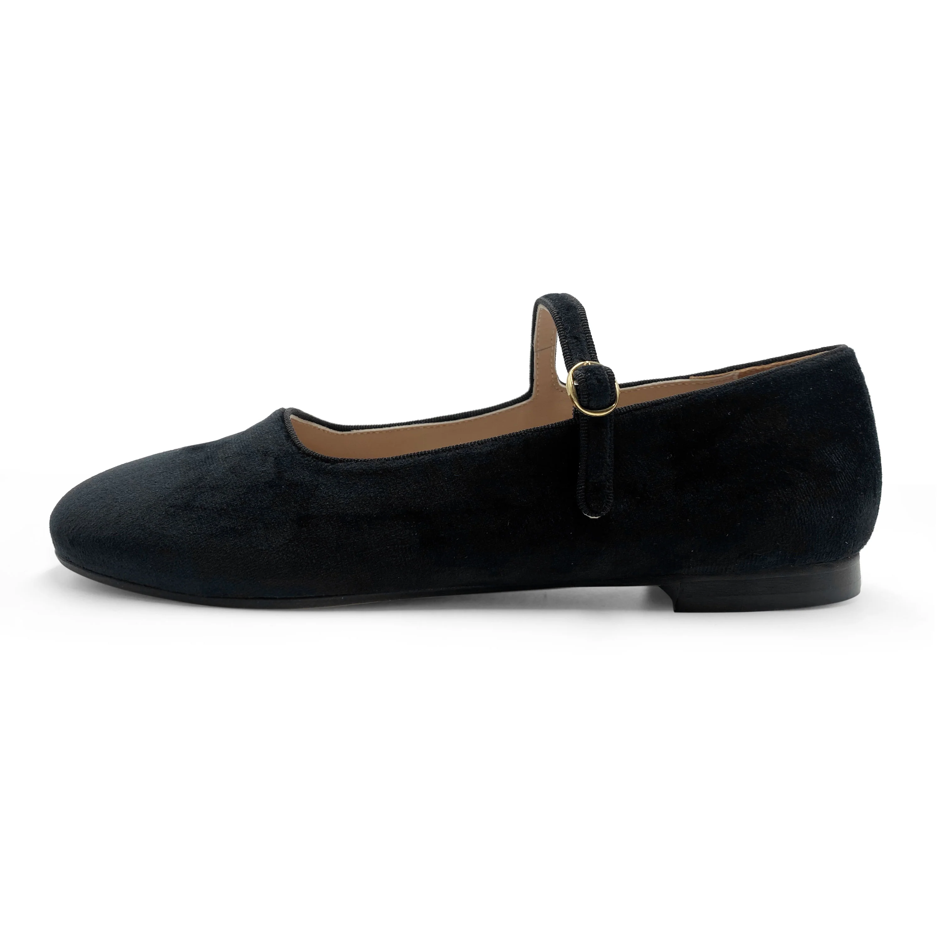 Ballerine nere in velluto con cinturino - Image 3