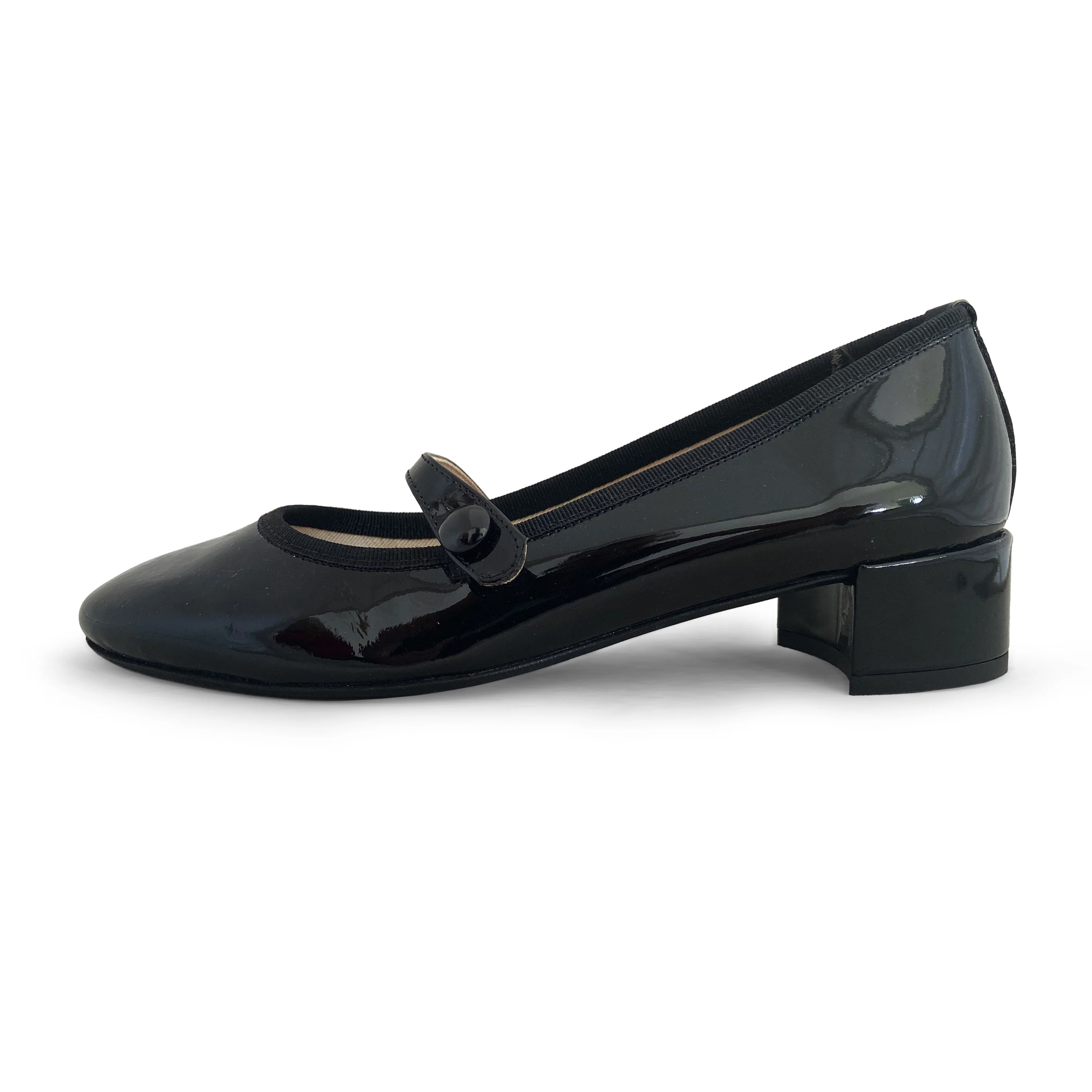 Ballerine Mary Jane nere in vernice con cinturino e tacco - Image 4