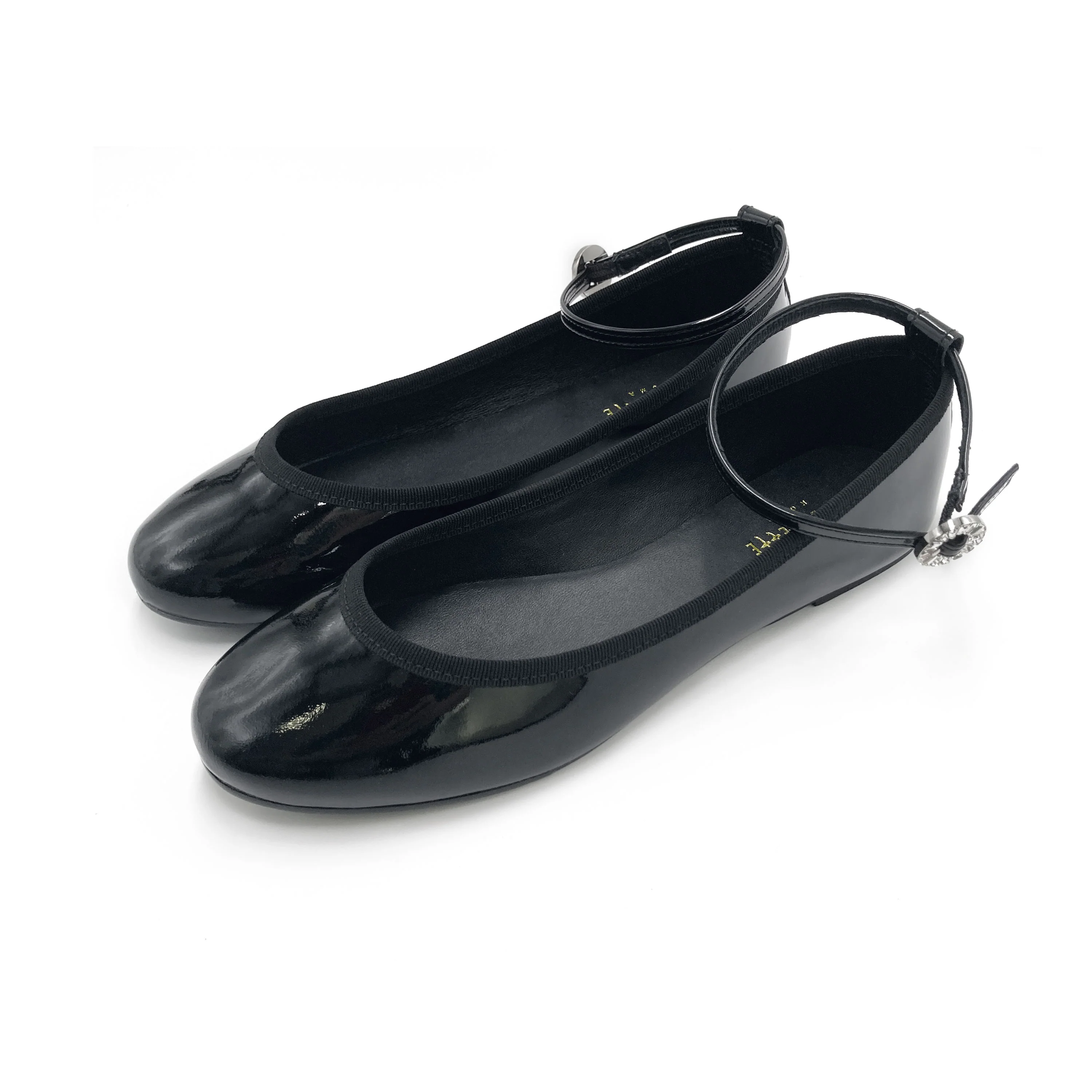 Ballerine nere in vernice con cinturino gioiello - Image 4
