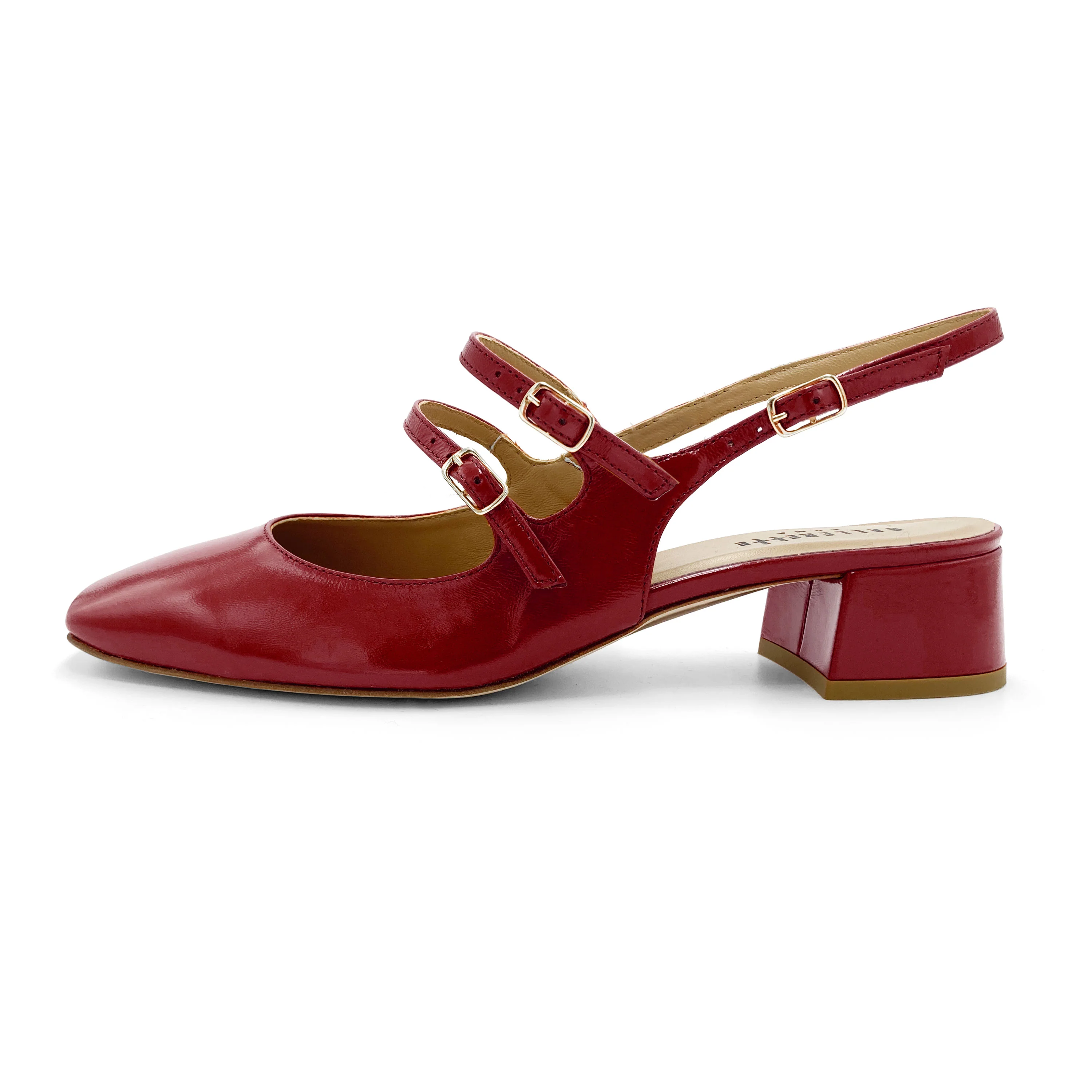 Ballerine slingback rosse in pelle lucida con tacco - Image 4