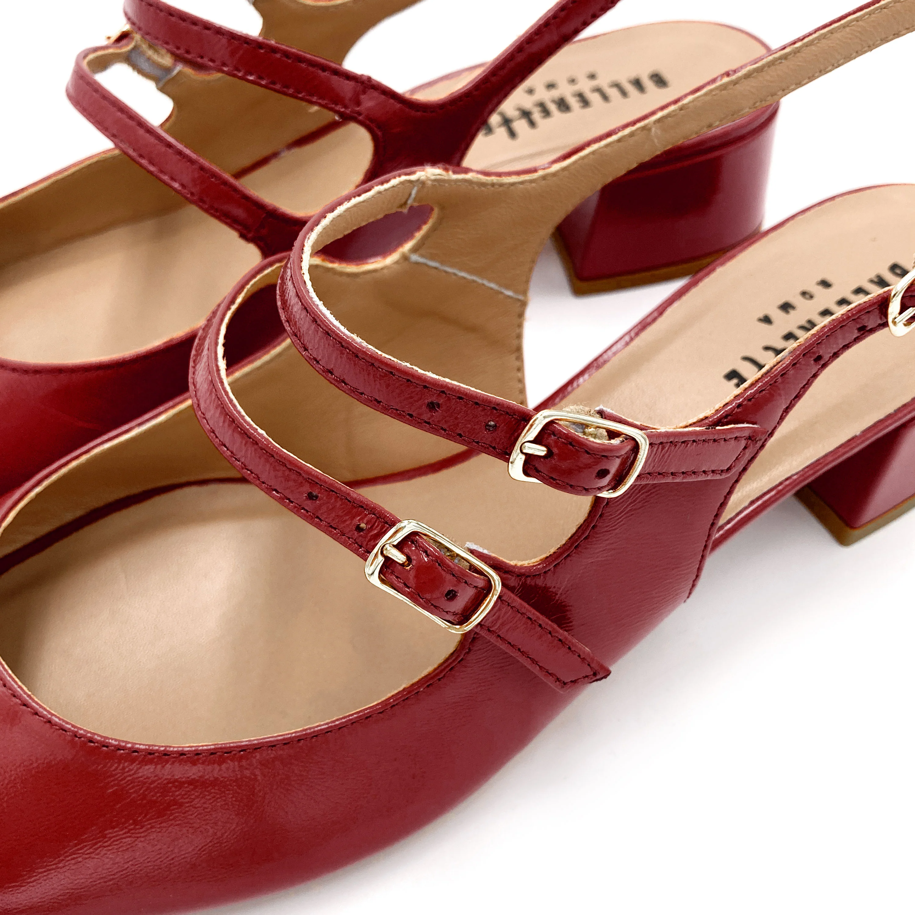 Ballerine slingback rosse in pelle lucida con tacco - Image 5