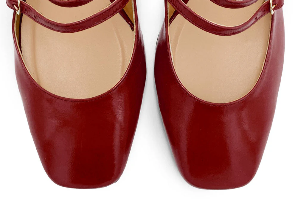 Ballerine slingback rosse in pelle lucida con tacco - Image 6