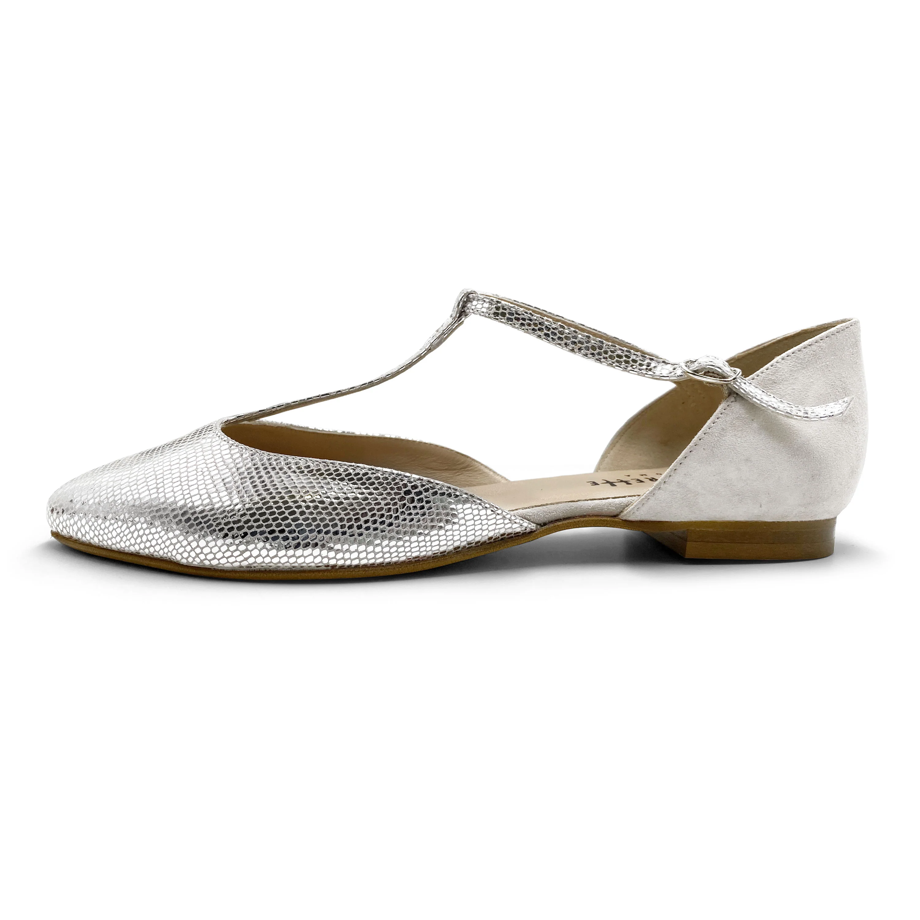 Ballerine t-bar avorio laminate argento - Image 3