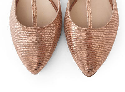 Ballerine t-bar cipria in camoscio laminato - Image 5