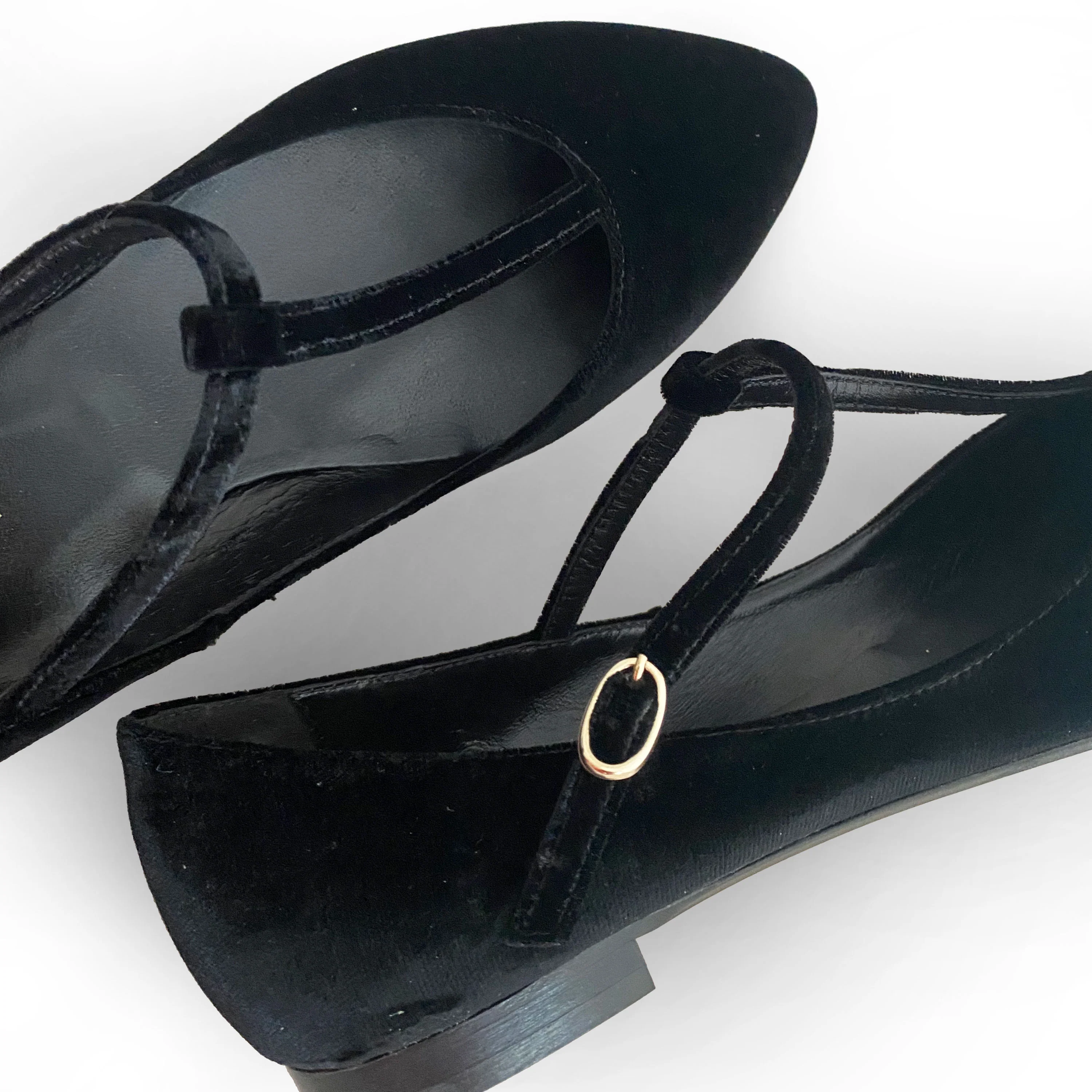 Ballerine t-bar in velluto nero - Image 4