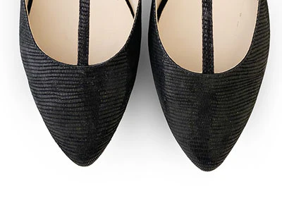 Ballerine t-bar nere in camoscio laminato - Image 5