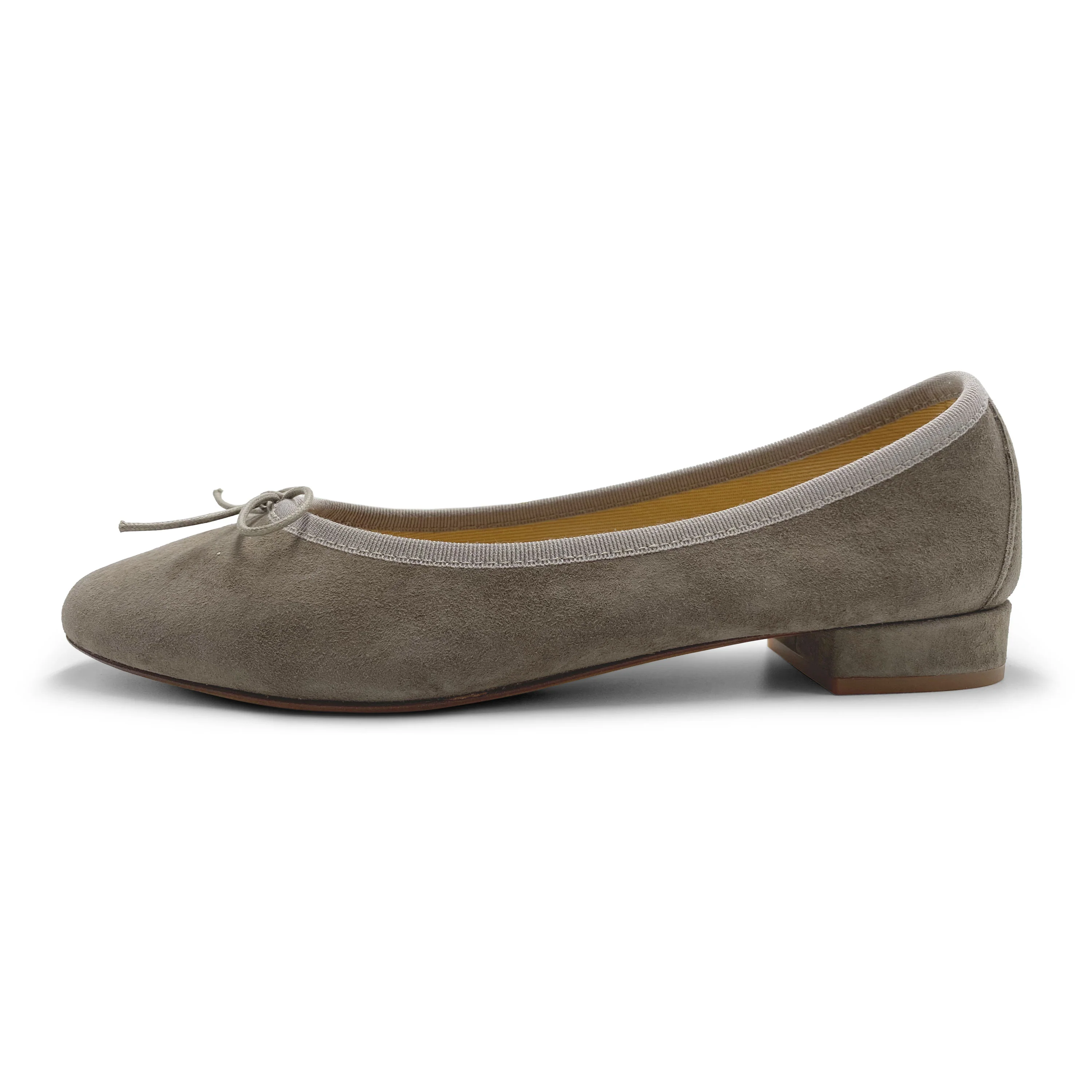 Ballerine taupe con tacco in camoscio - Image 3