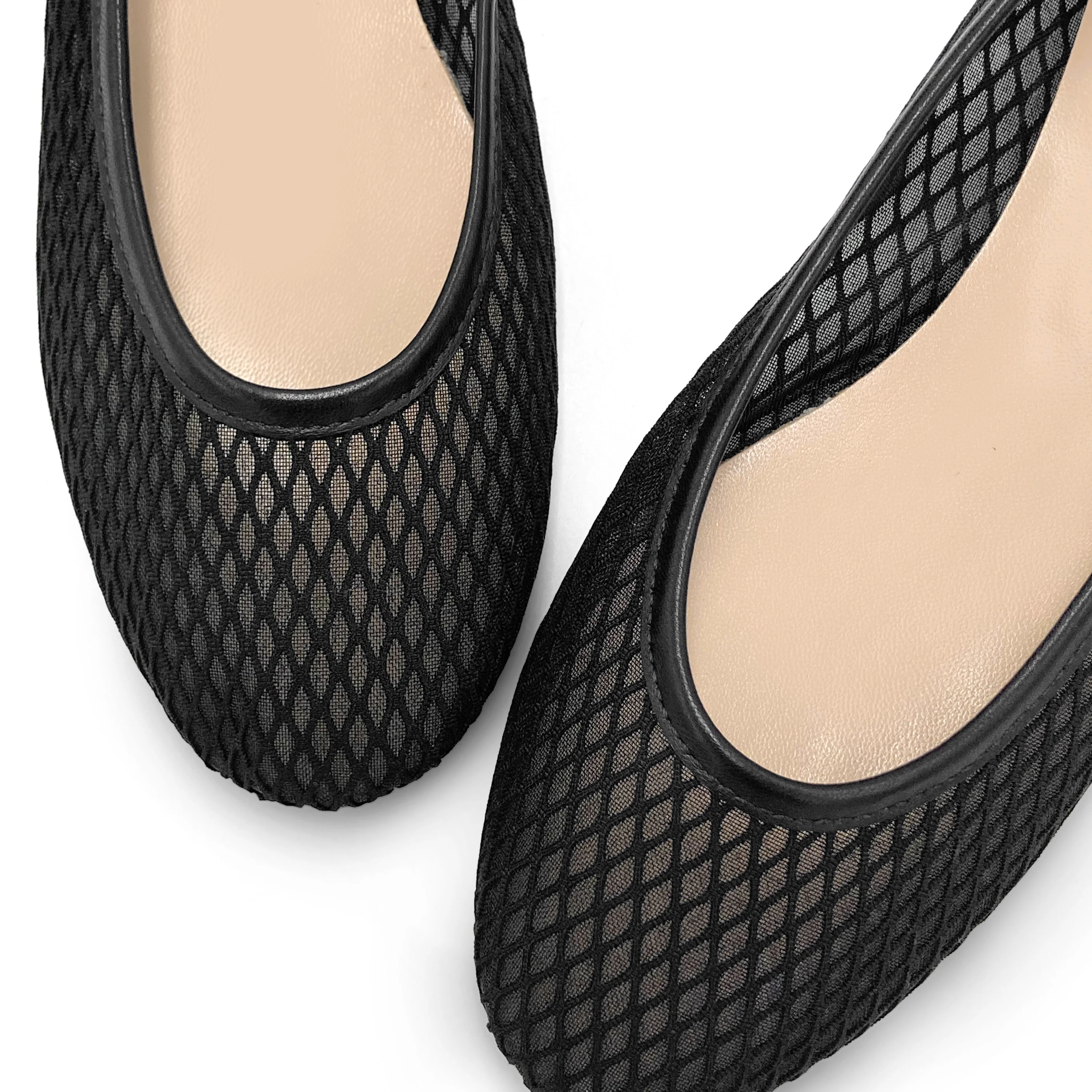 TT GO GREEN Collection - Ballerine trasparenti nere in tessuto ECO mesh e rete - Image 3