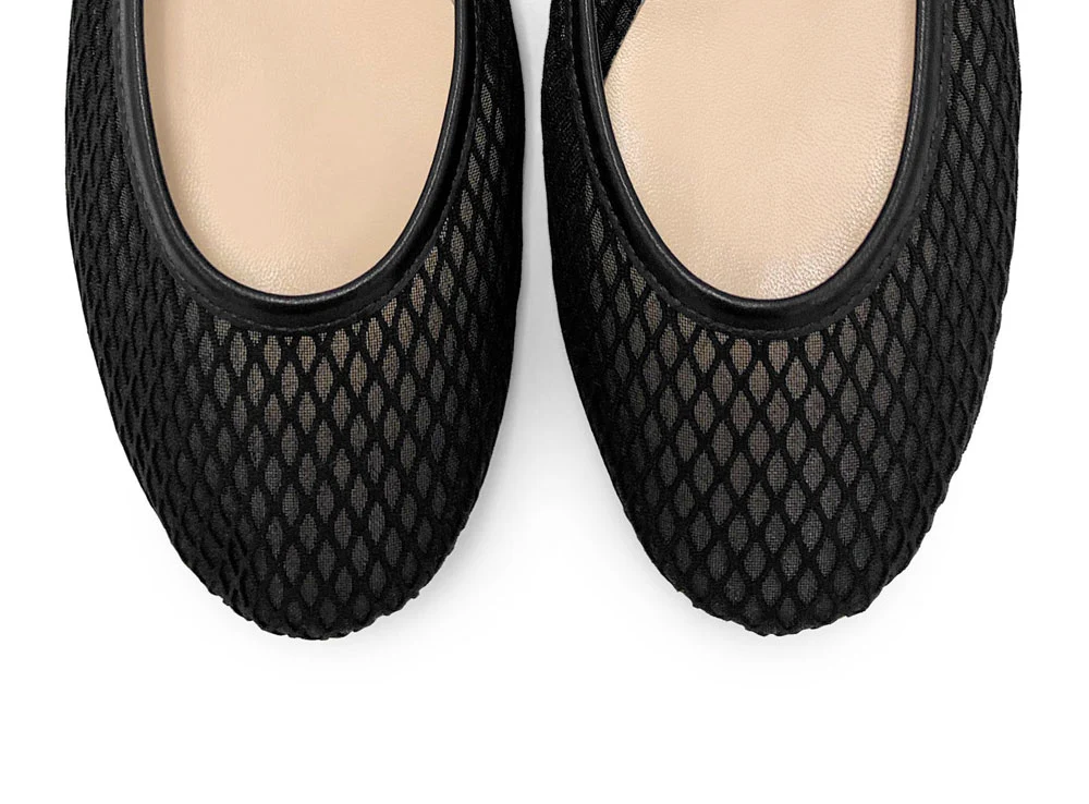 TT GO GREEN Collection - Ballerine trasparenti nere in tessuto ECO mesh e rete - Image 5