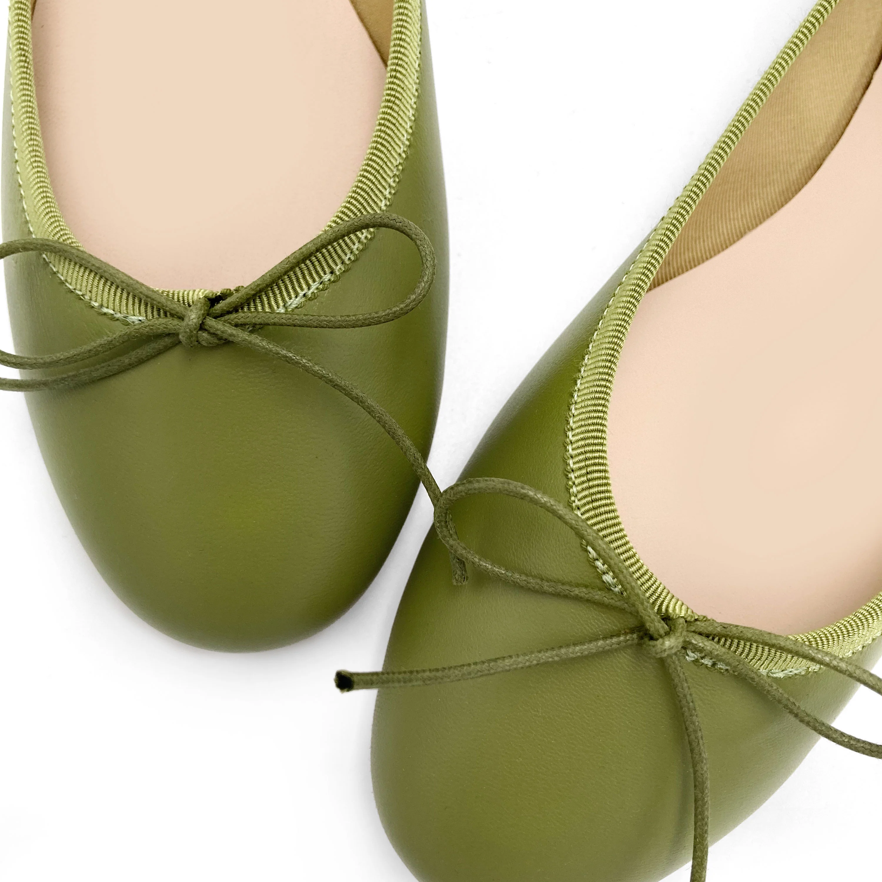 Ballerine verdi oliva in pelle - Image 3