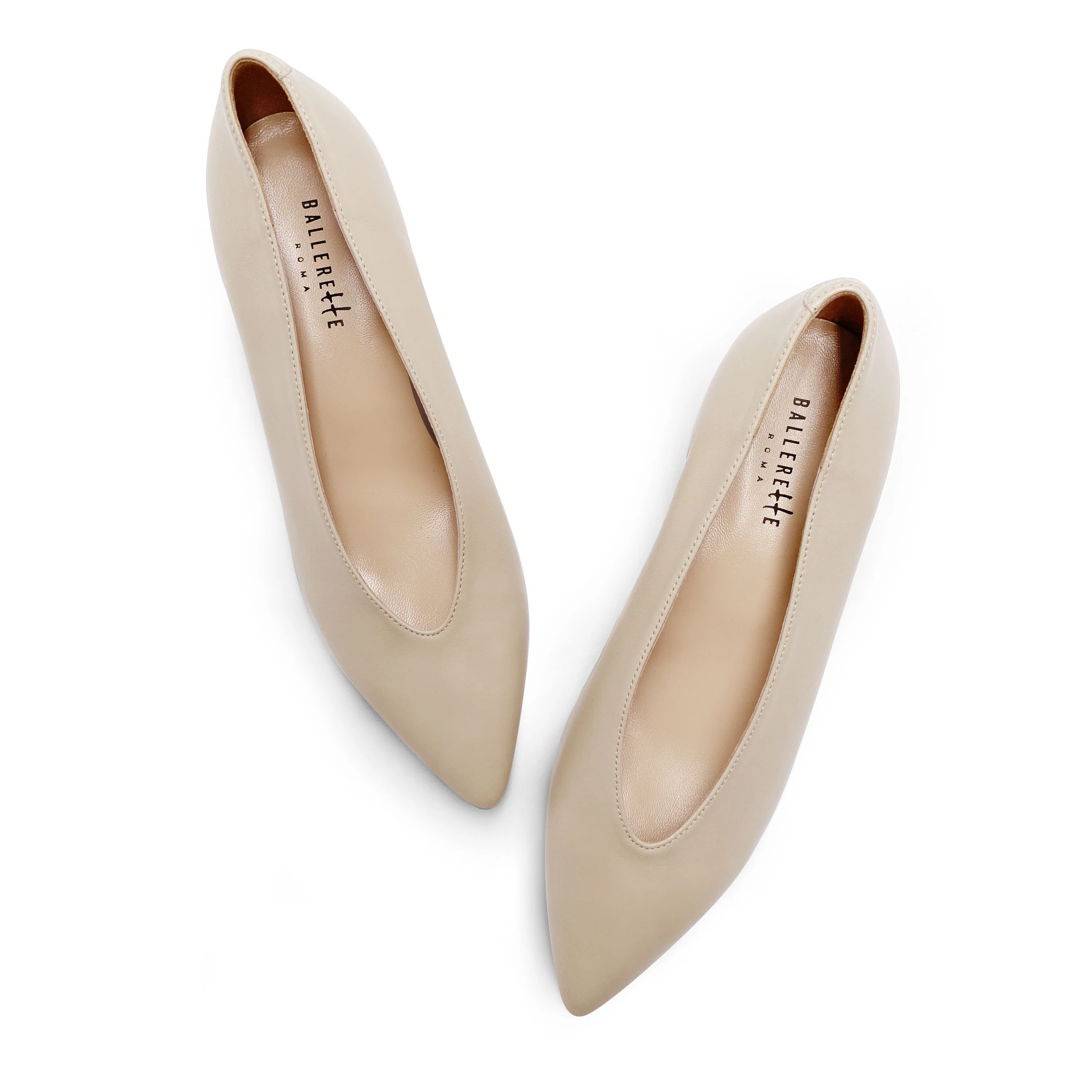 Décolleté beige in pelle con scollo a V - Image 2