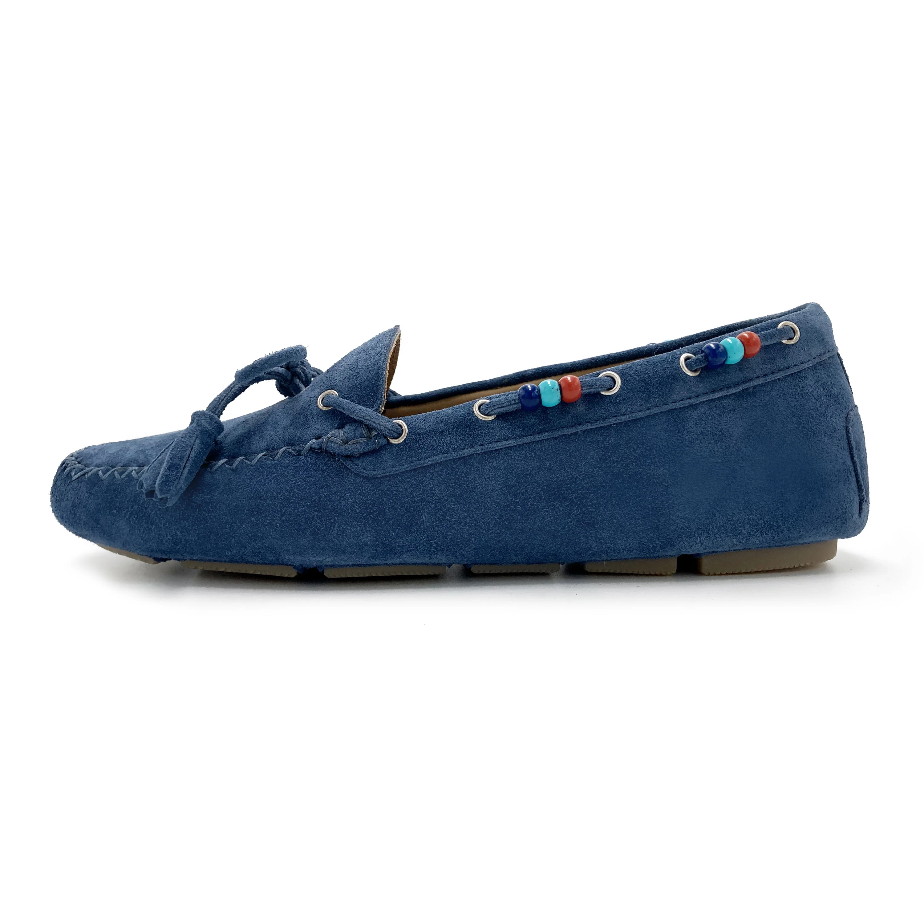 Mocassini blu jeans da donna con perline - Image 4