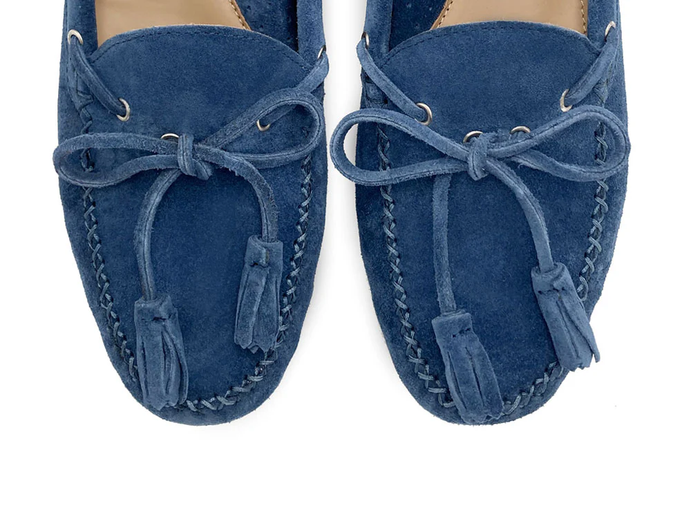 Mocassini blu jeans da donna con perline - Image 5
