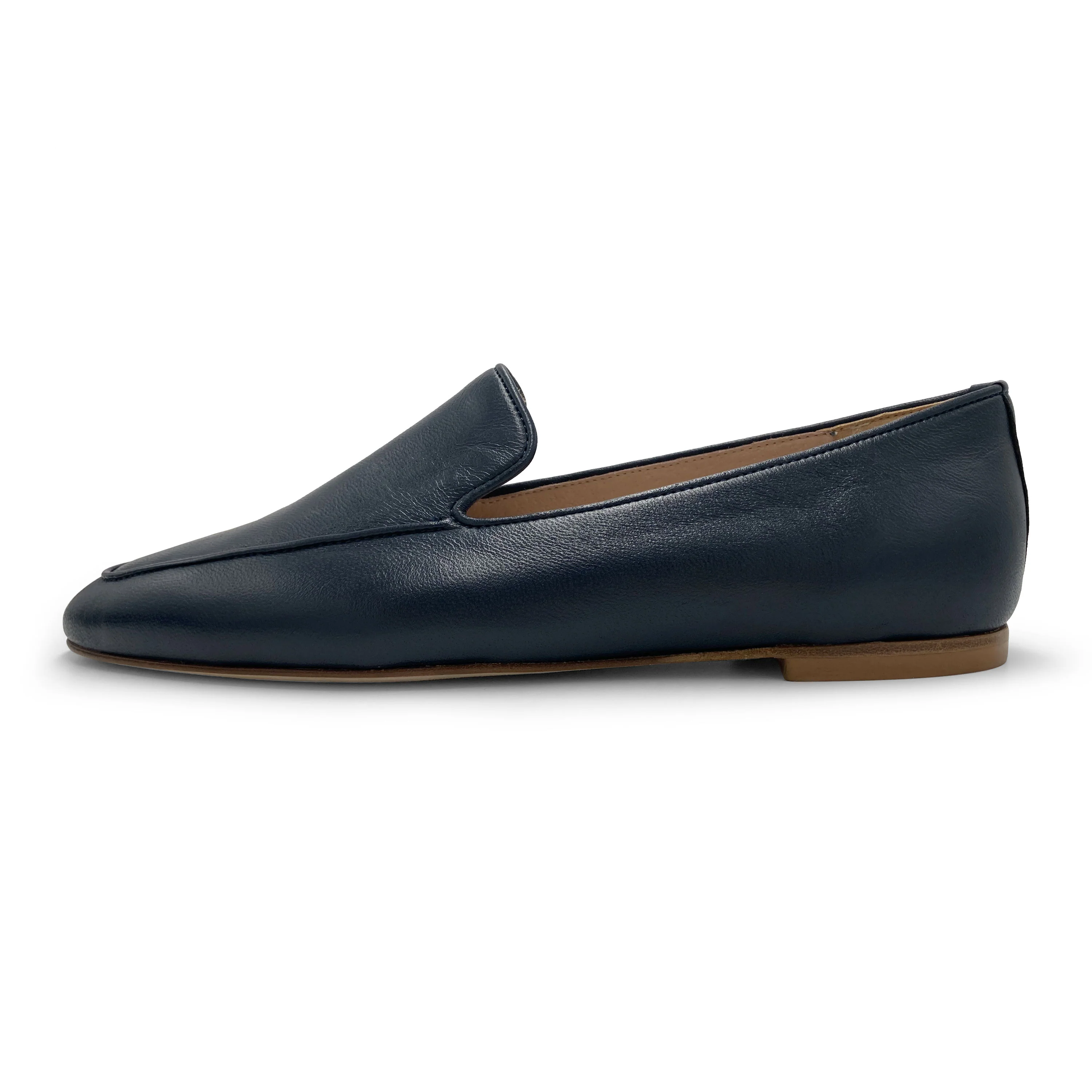 Mocassini da donna blu in pelle - Image 3