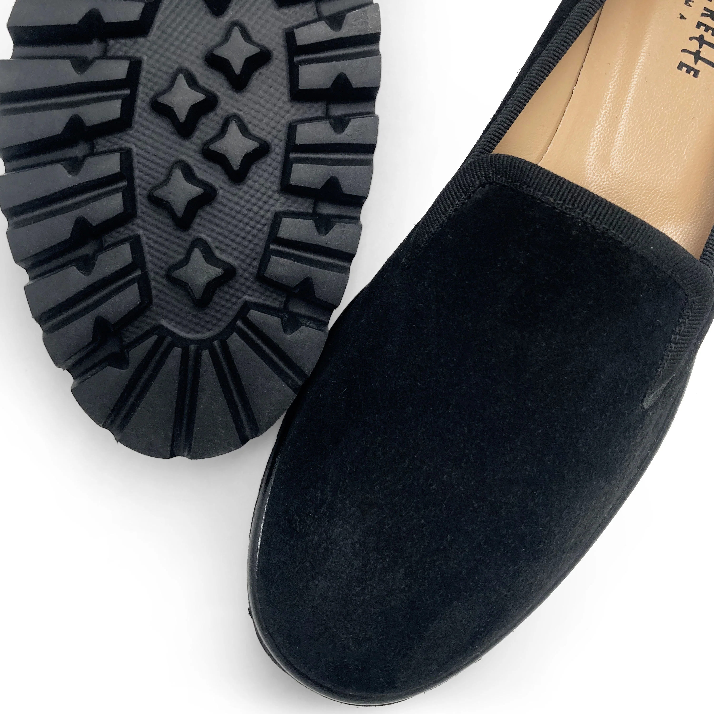 Mocassini da donna platform neri in camoscio - Image 3