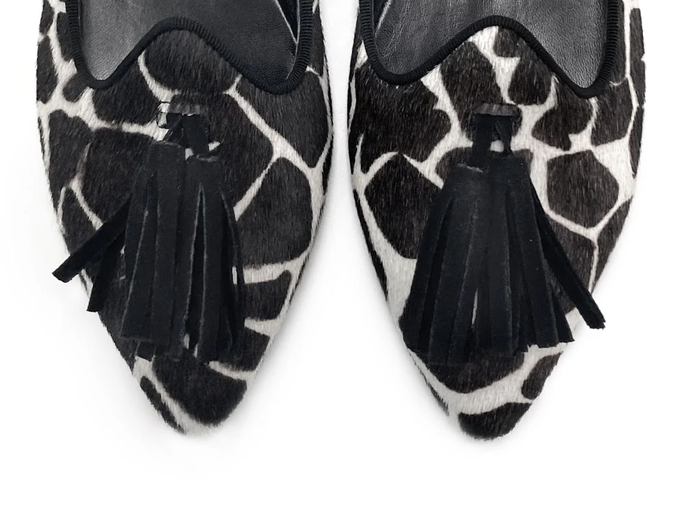 Mocassini donna animalier in cavallino maculato bianco e nero - Image 6