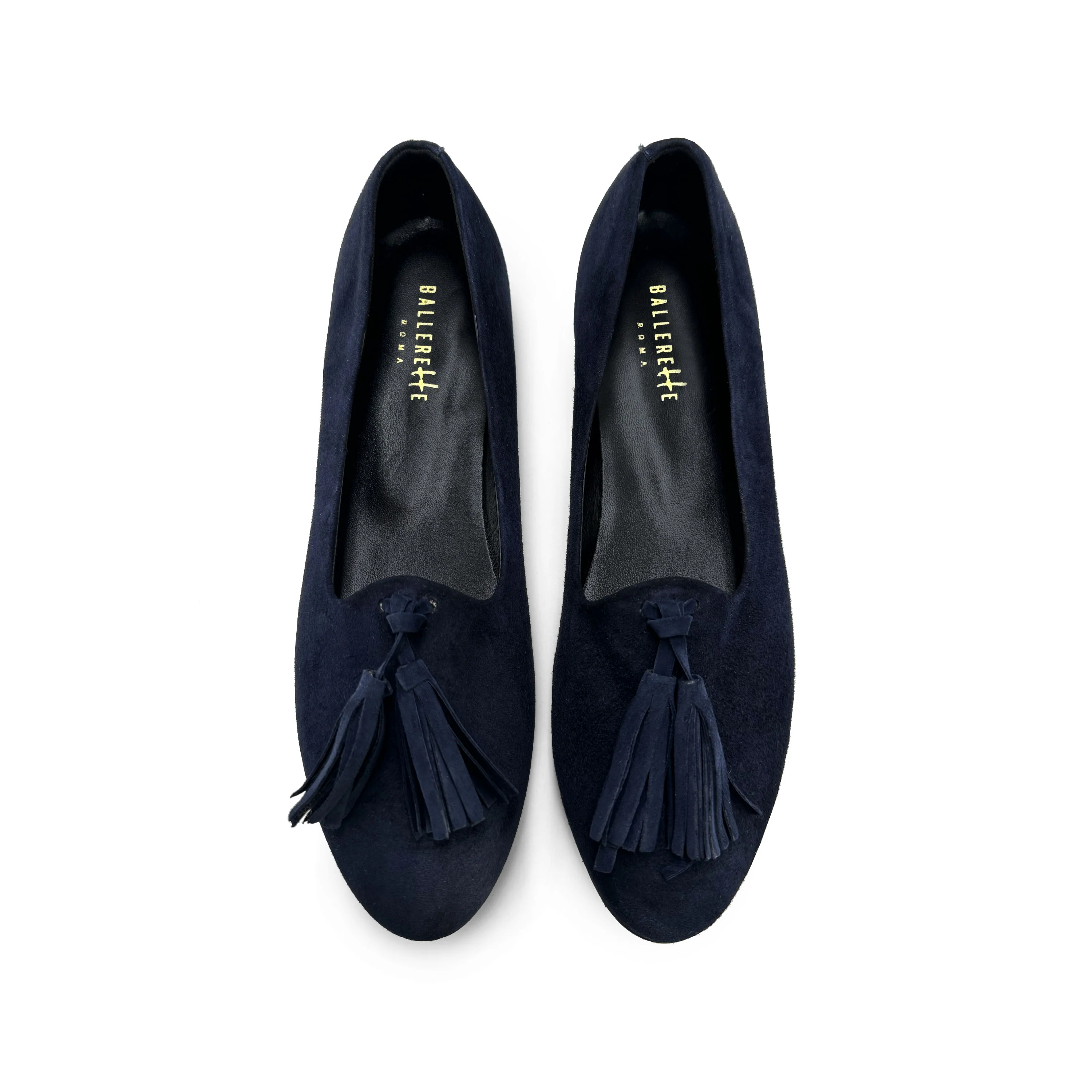 Mocassini donna blu con nappine