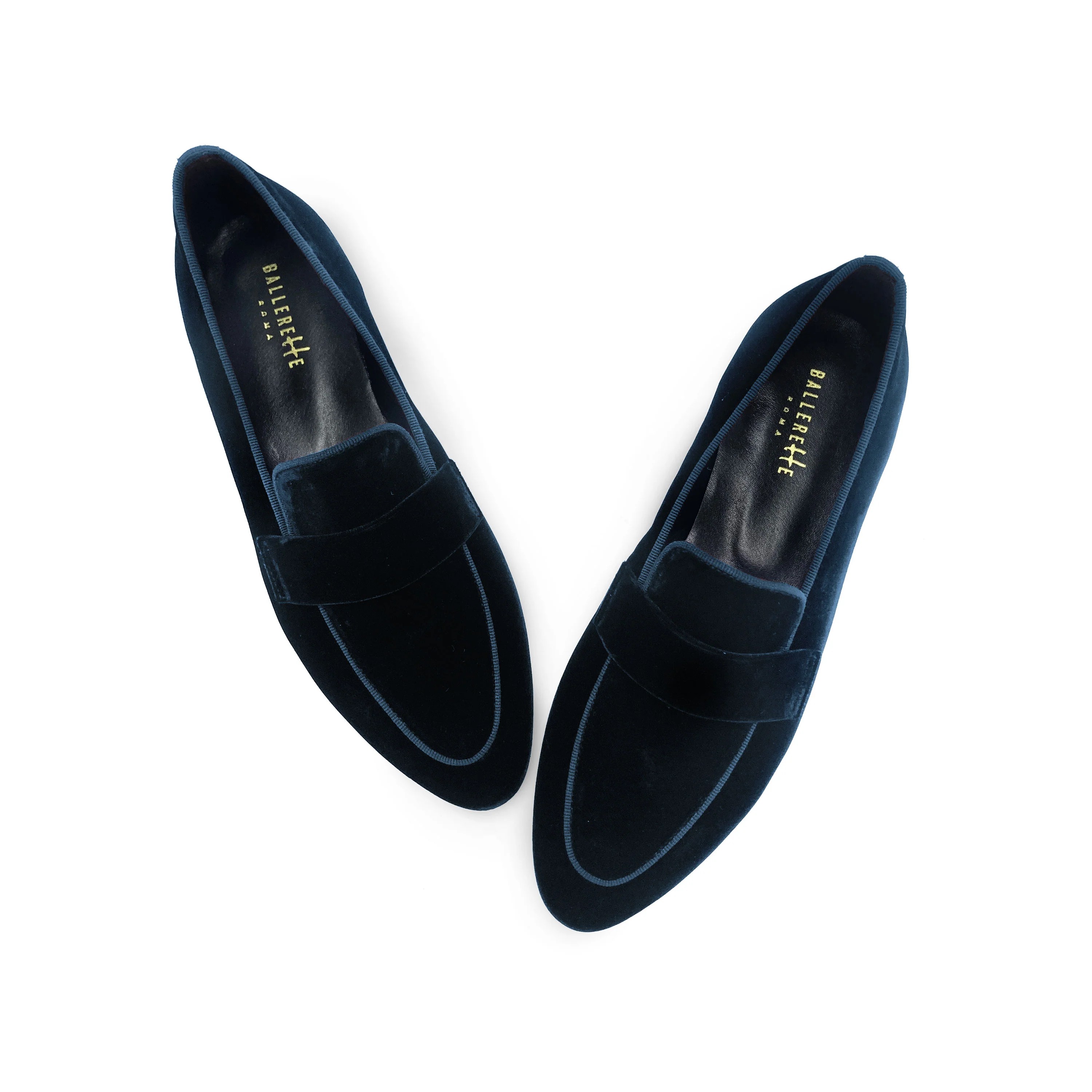 Mocassini donna eleganti in velluto blu - Image 2