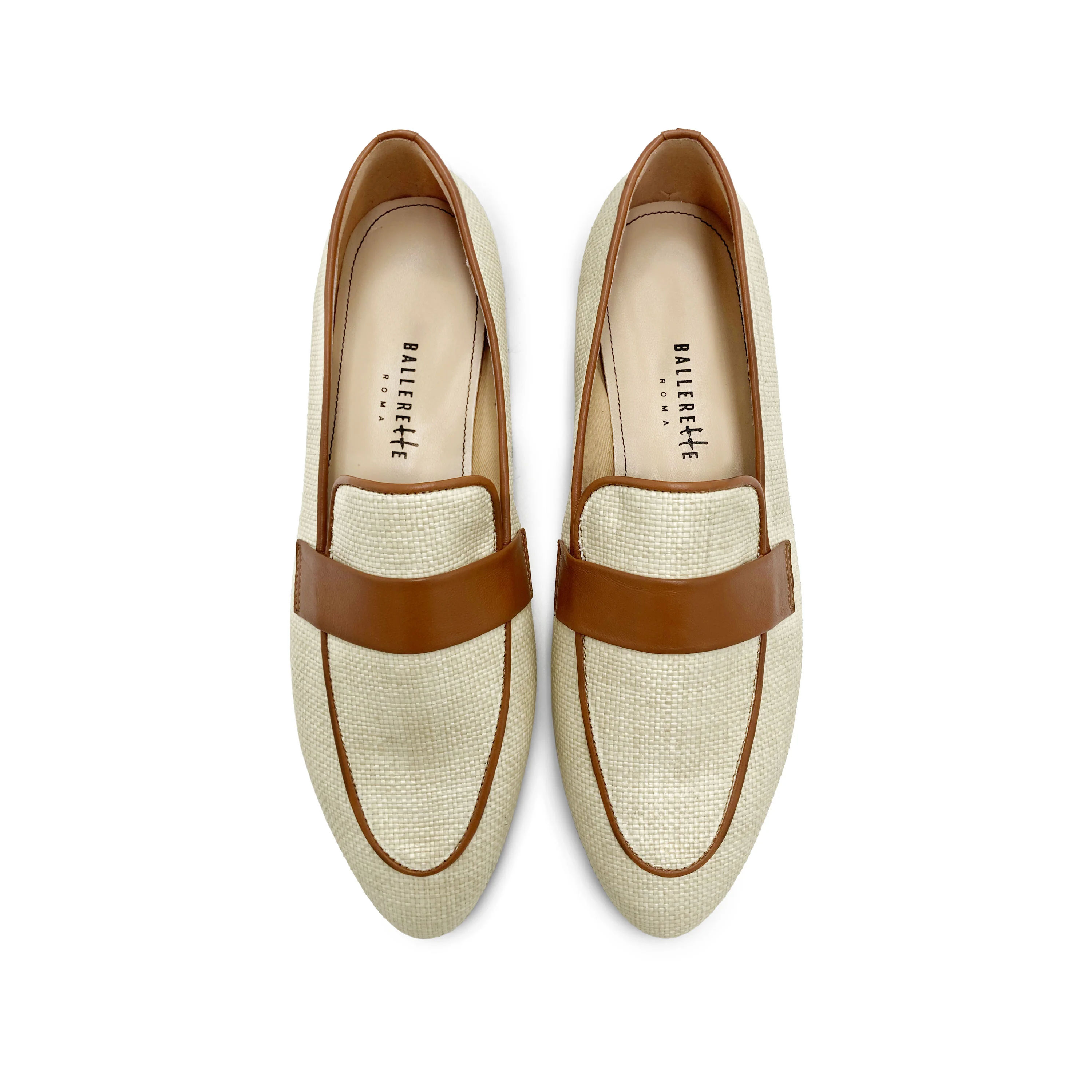 Mocassini donna estivi beige in rafia