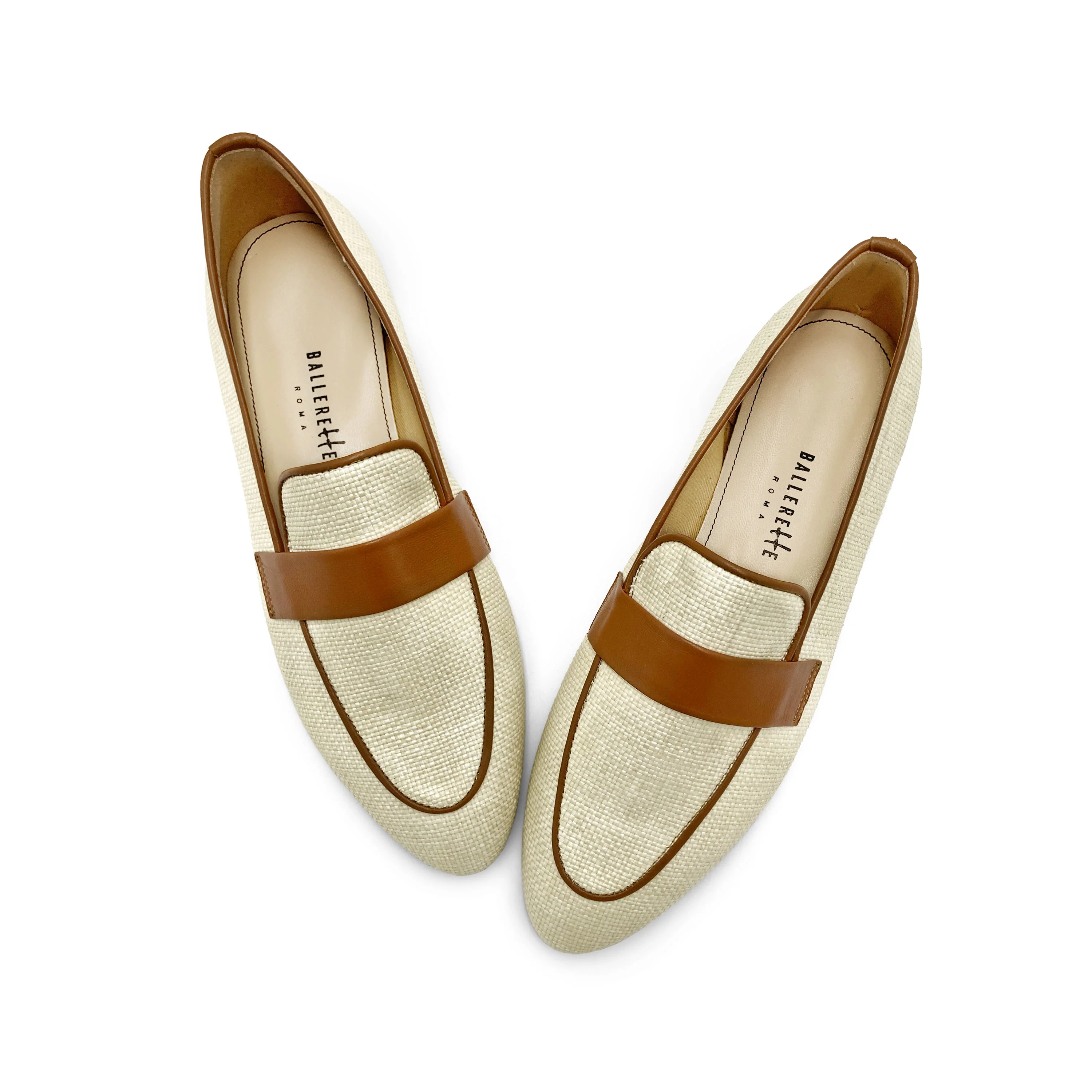 Mocassini donna estivi beige in rafia - Image 2