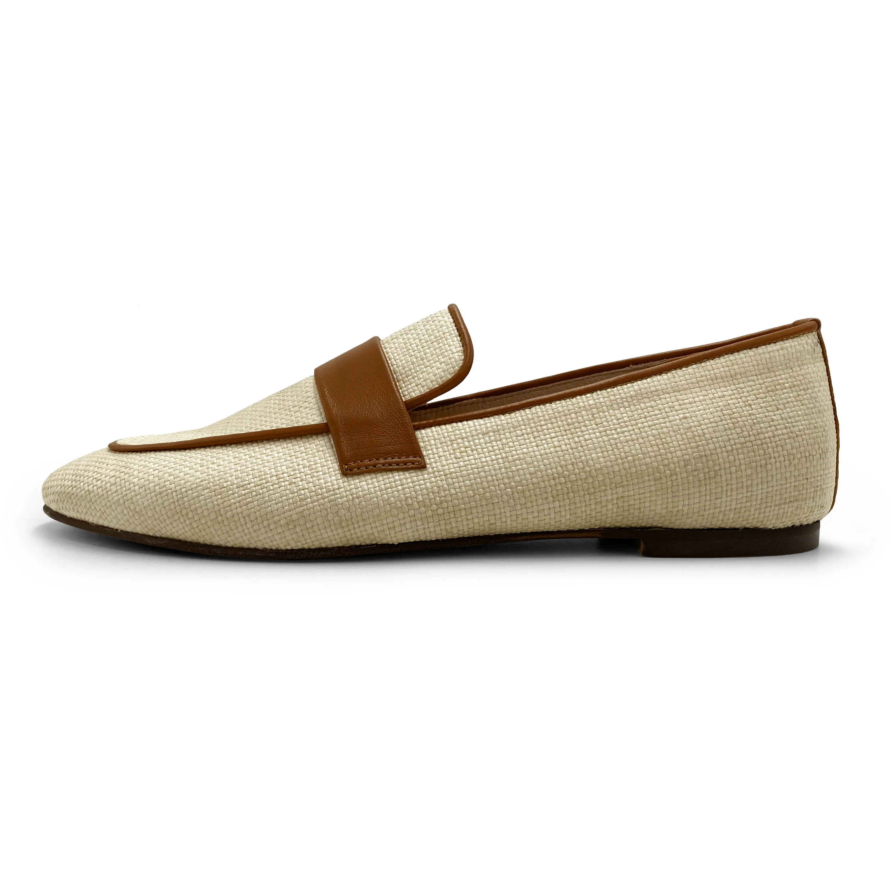 Mocassini donna estivi beige in rafia - Image 4