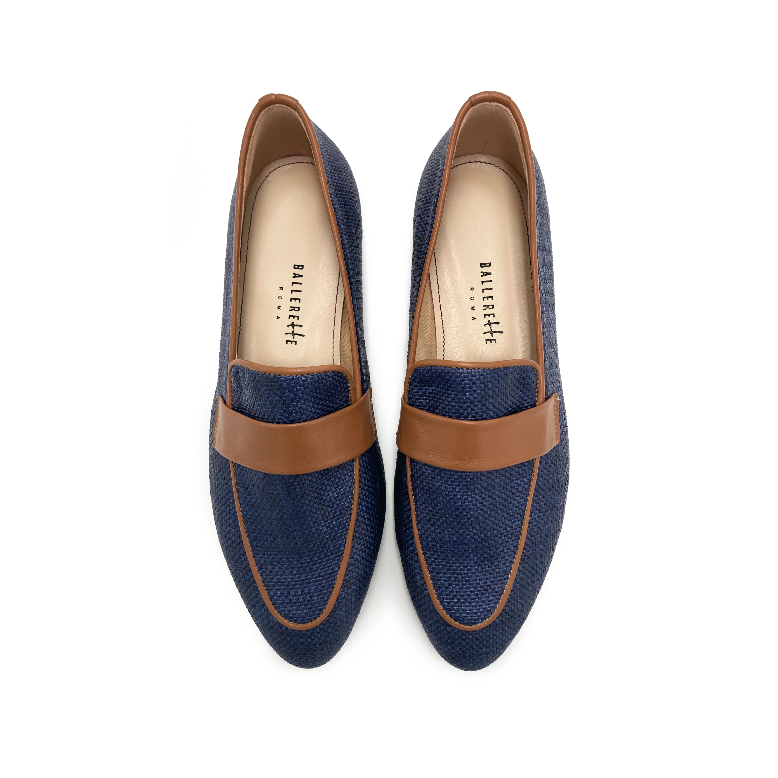 Mocassini donna estivi blu in rafia