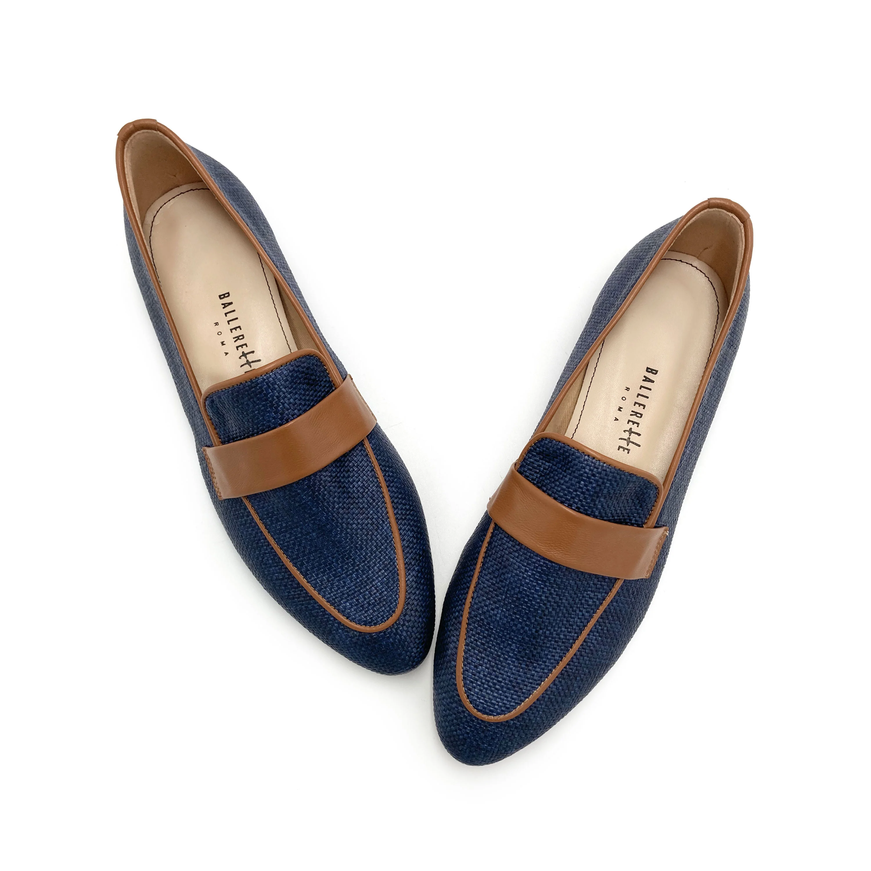 Mocassini donna estivi blu in rafia - Image 2