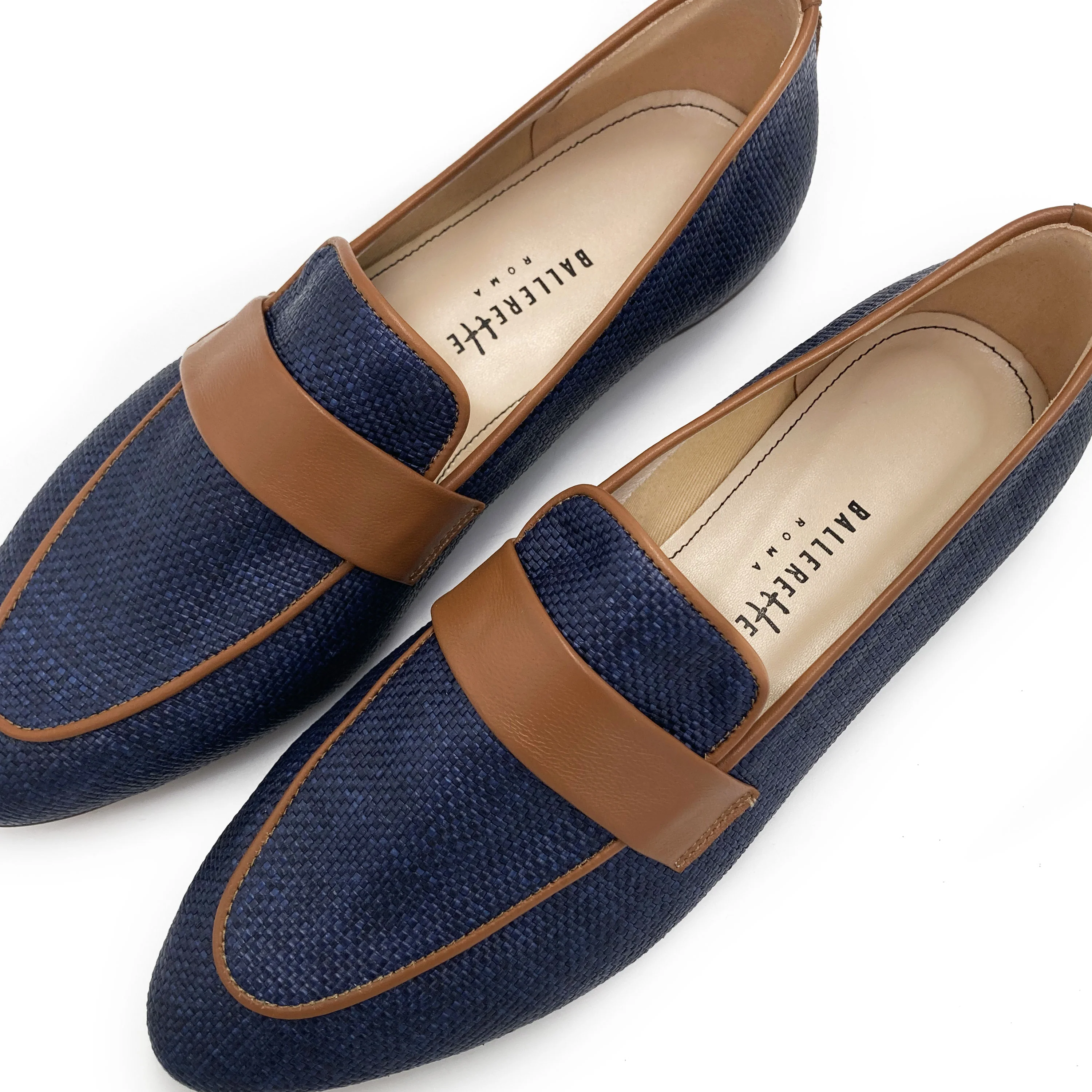 Mocassini donna estivi blu in rafia - Image 3