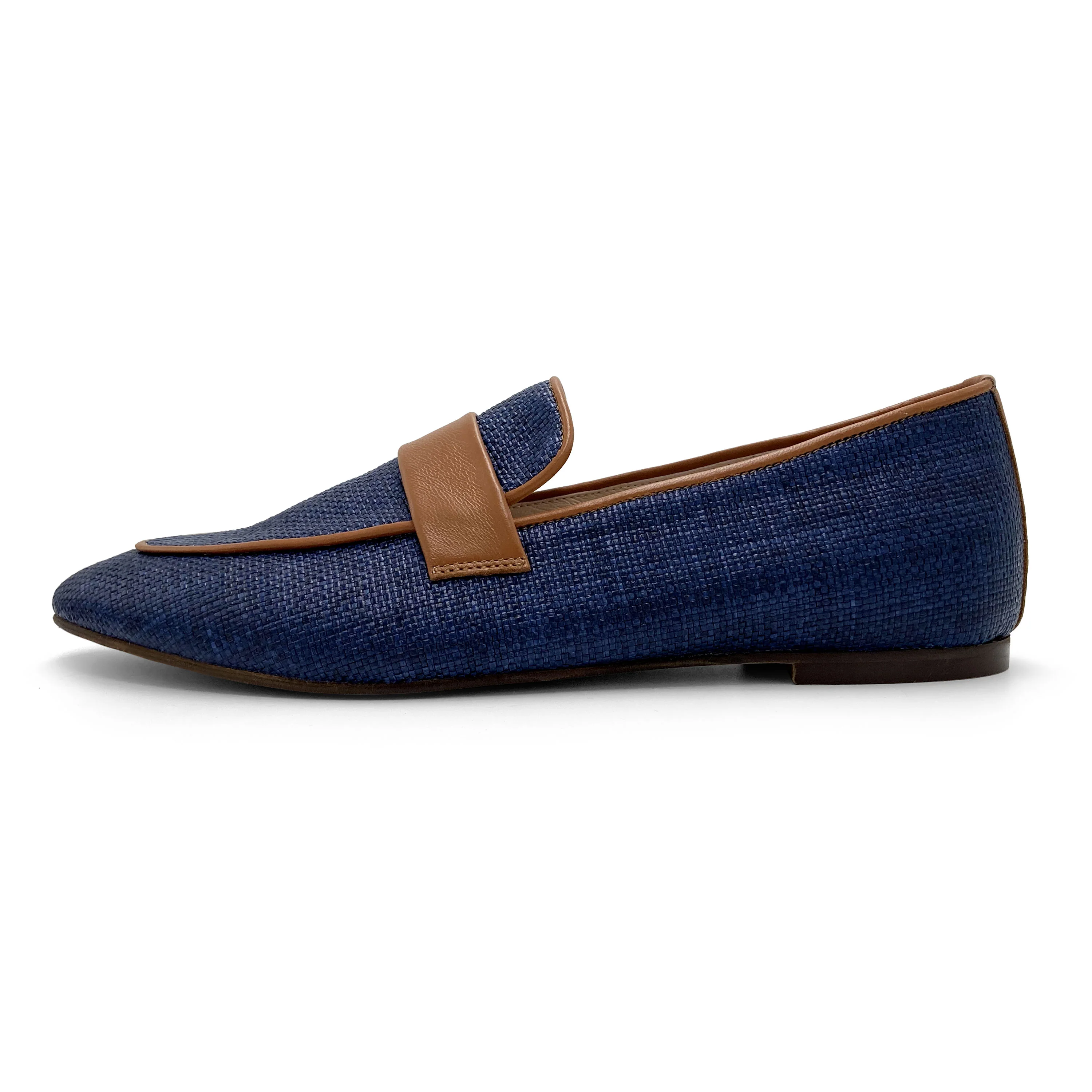 Mocassini donna estivi blu in rafia - Image 4