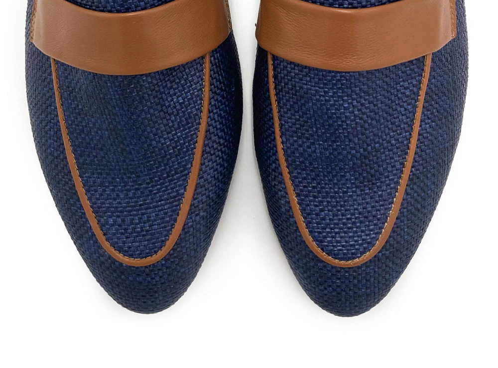 Mocassini donna estivi blu in rafia - Image 5
