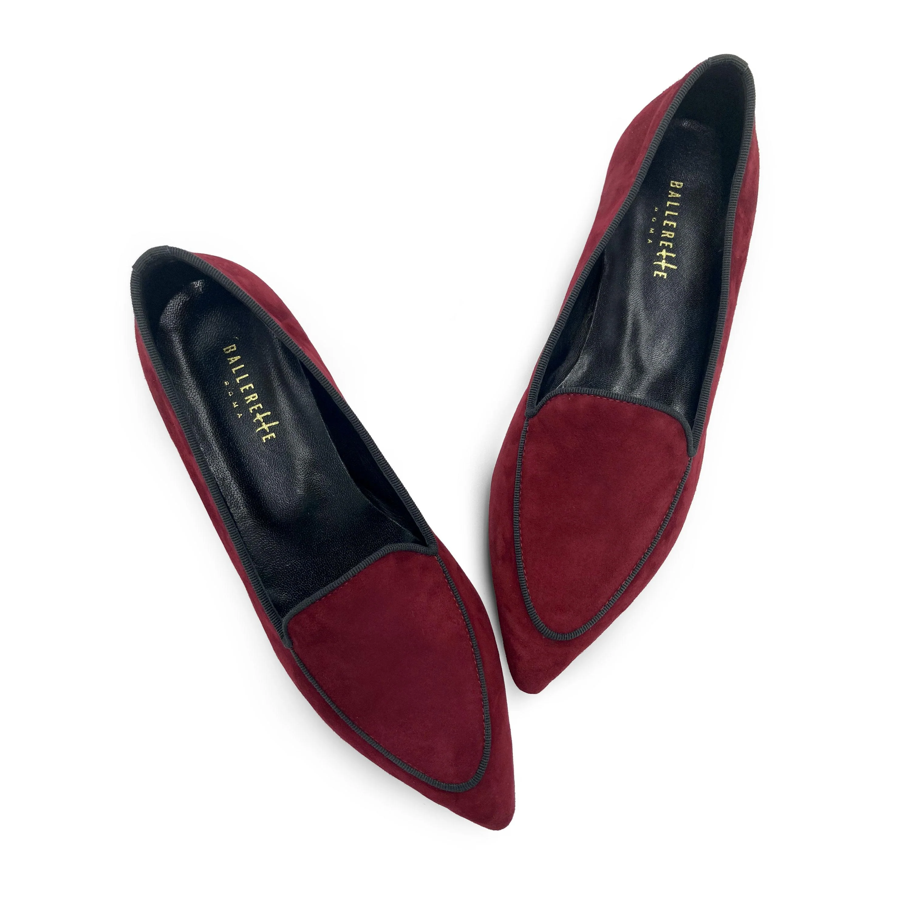 Mocassini donna in camoscio bordeaux con bordino grigio - Image 4