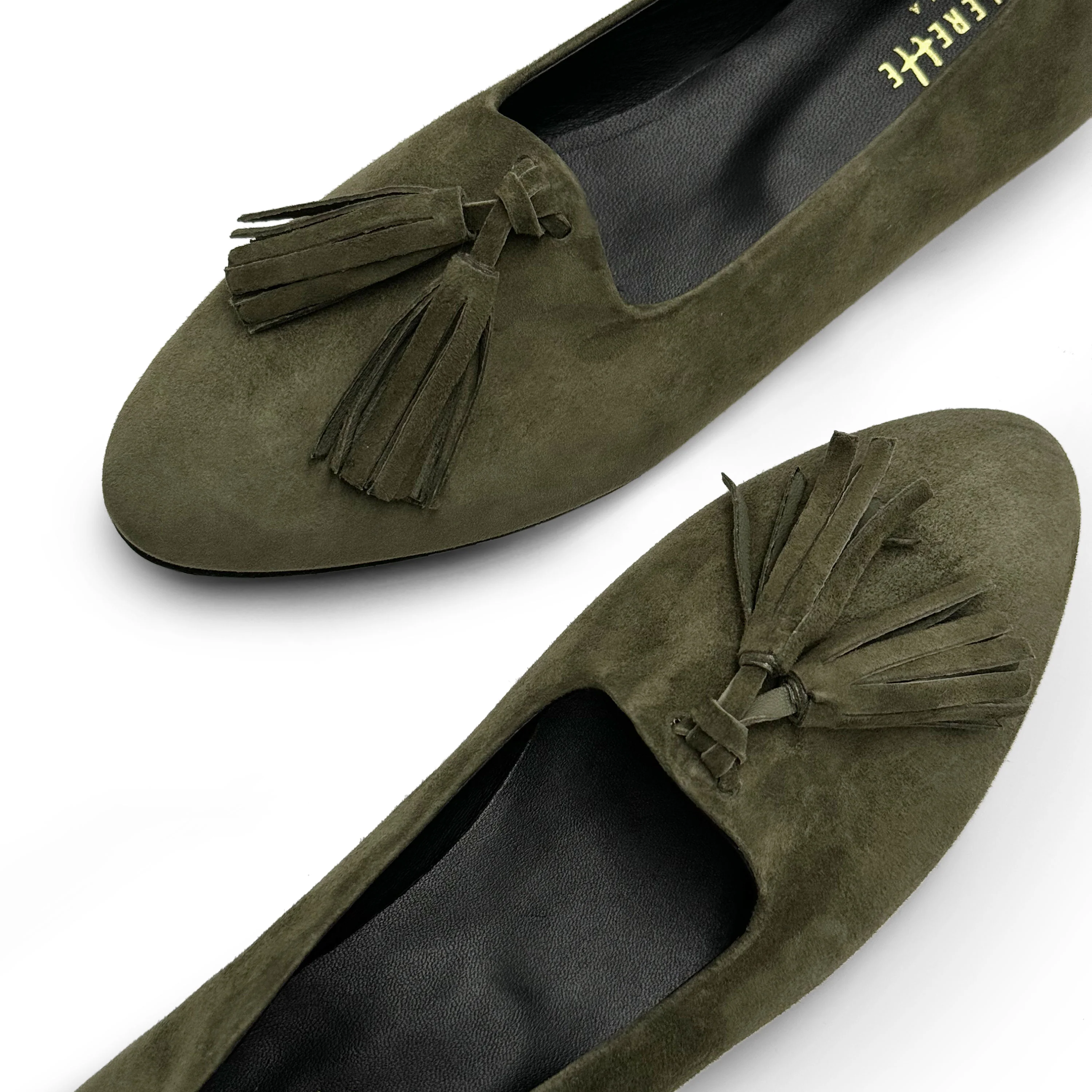 Mocassini donna verdi con nappine - Image 4
