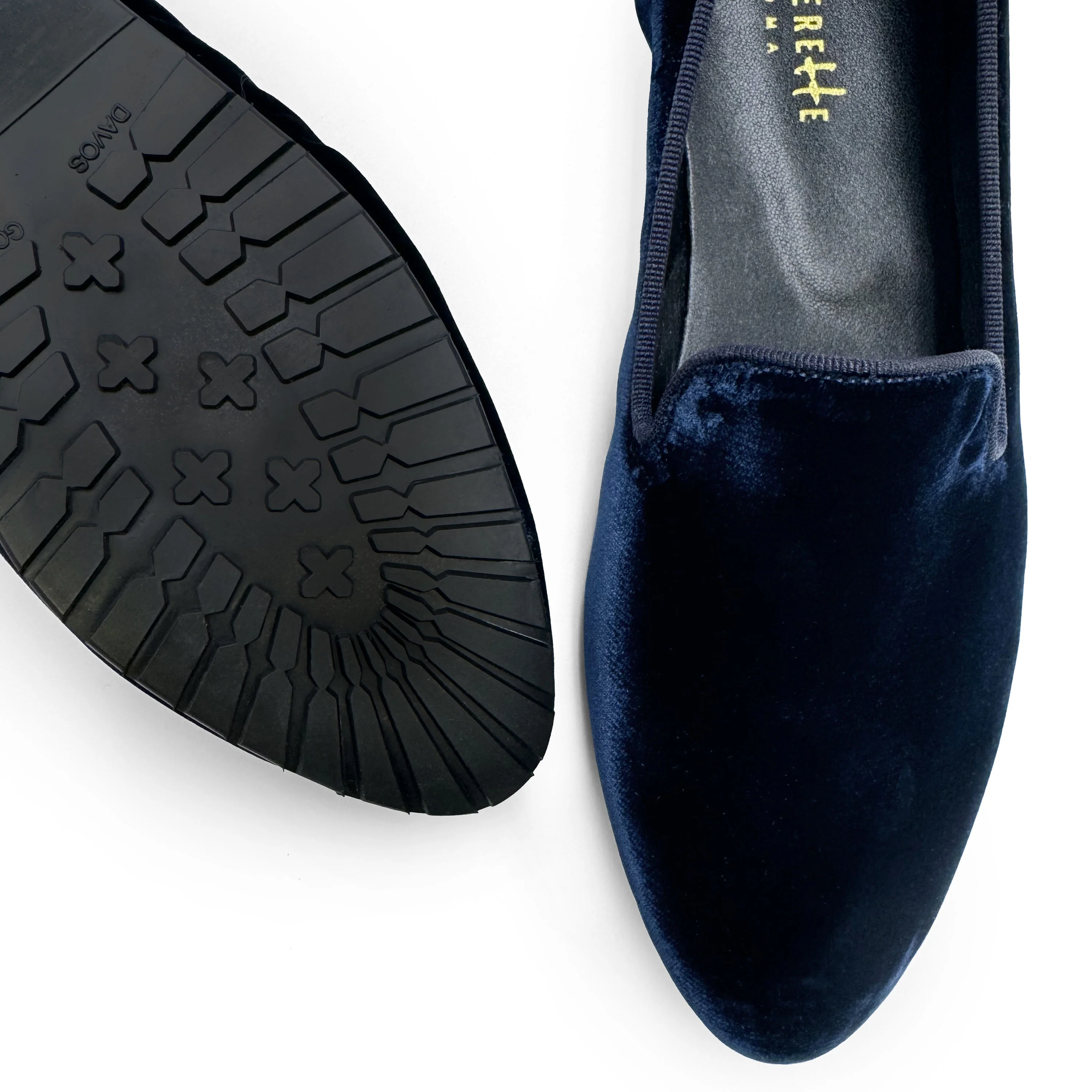 Slippers da donna blu in velluto - Image 2