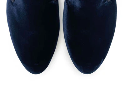 Slippers da donna blu in velluto - Image 6