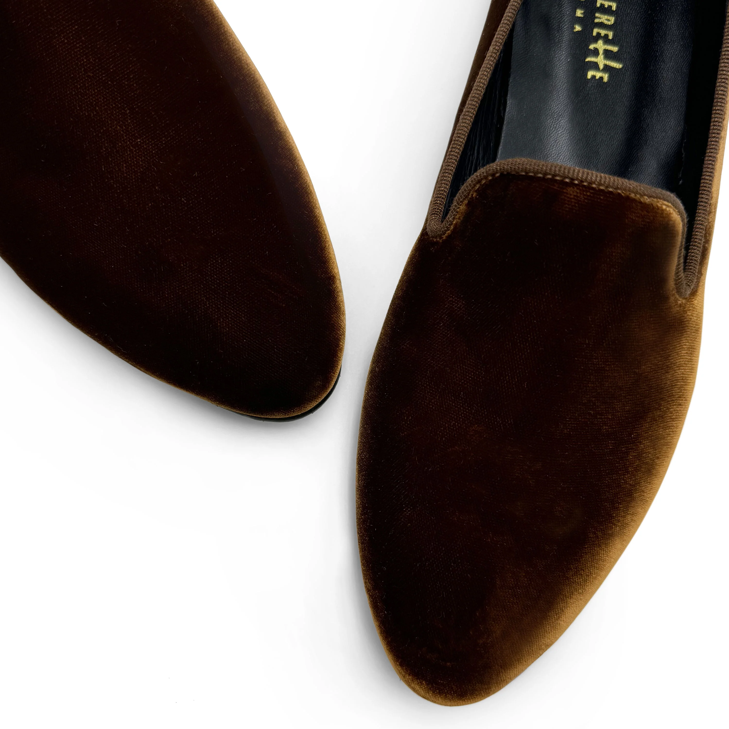 Slippers da donna marroni in velluto - Image 2