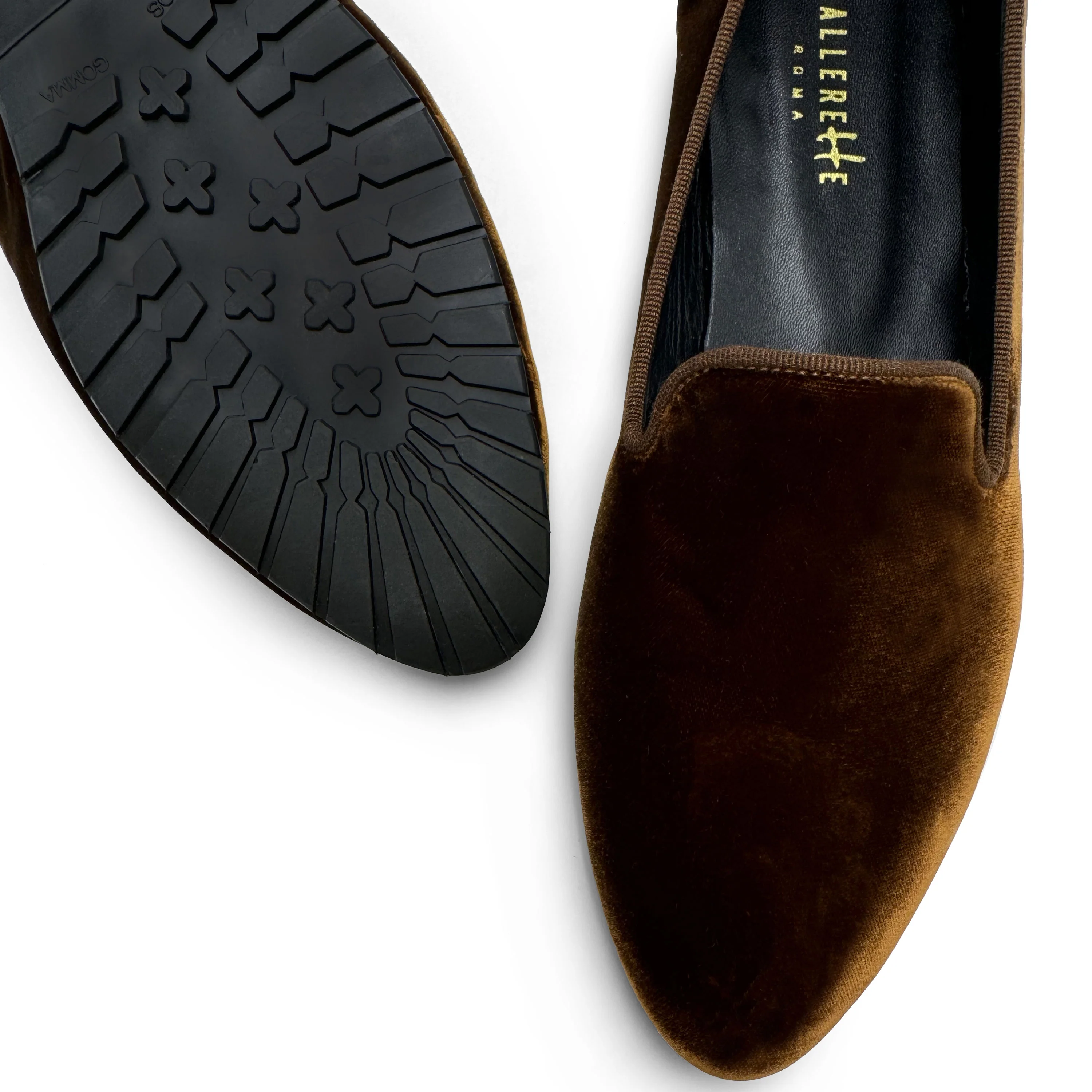 Slippers da donna marroni in velluto - Image 5