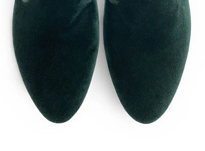 Slippers da donna verdi in velluto - Image 5