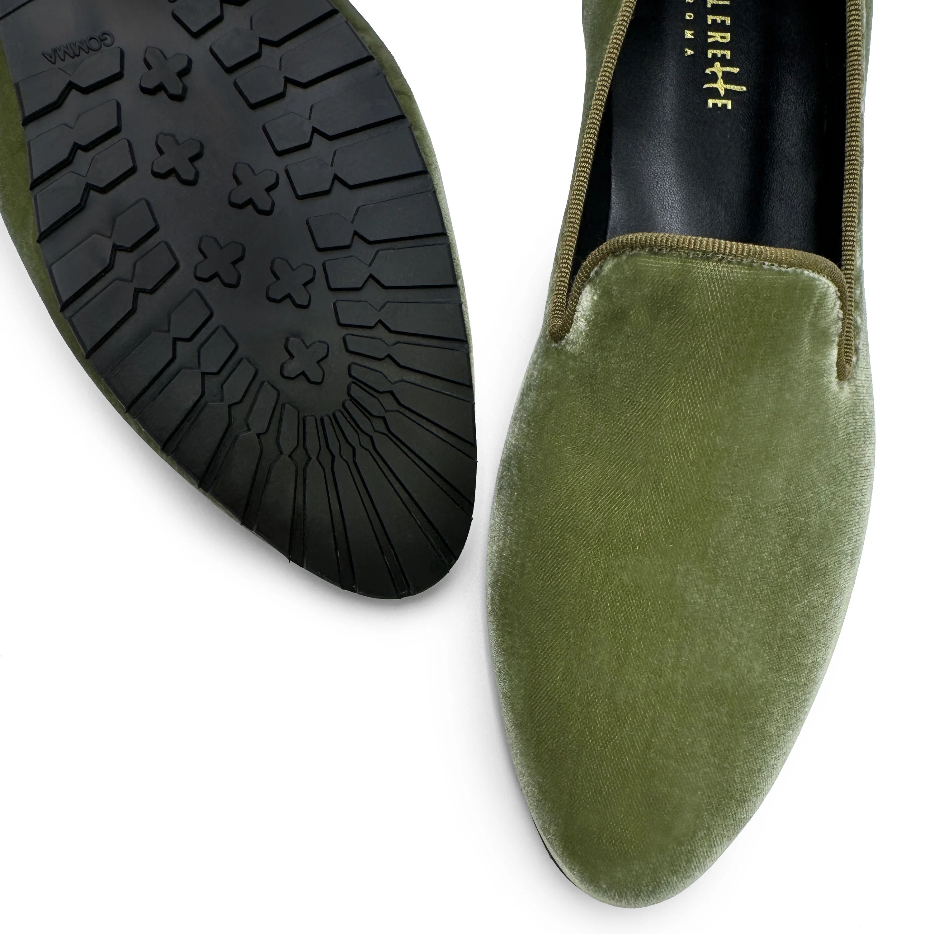 Slippers da donna verdi in velluto - Image 2